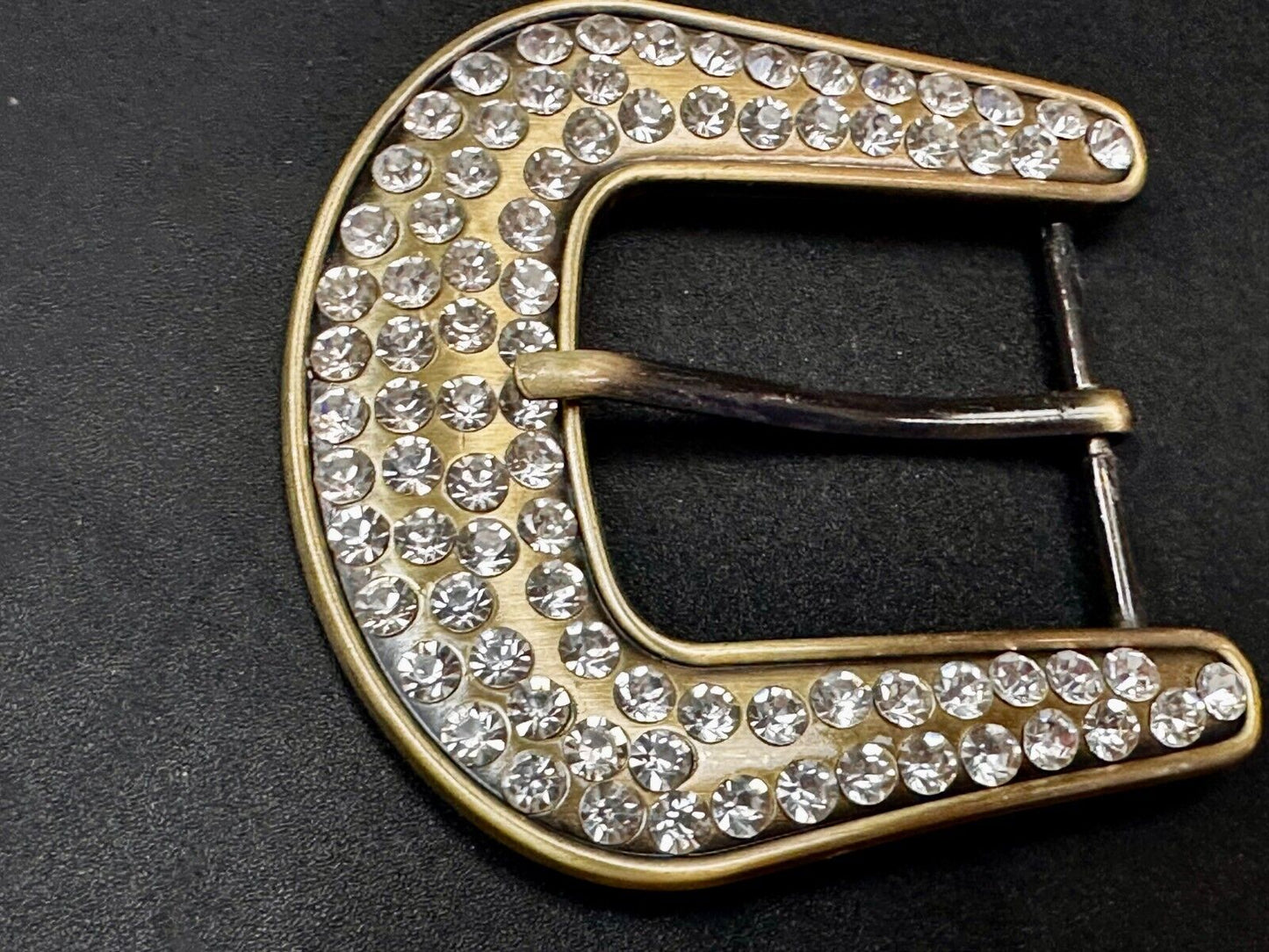 5 Lot Large Rhinestone Covered Ranger Style Gold Color NOS Western Belt Buckle