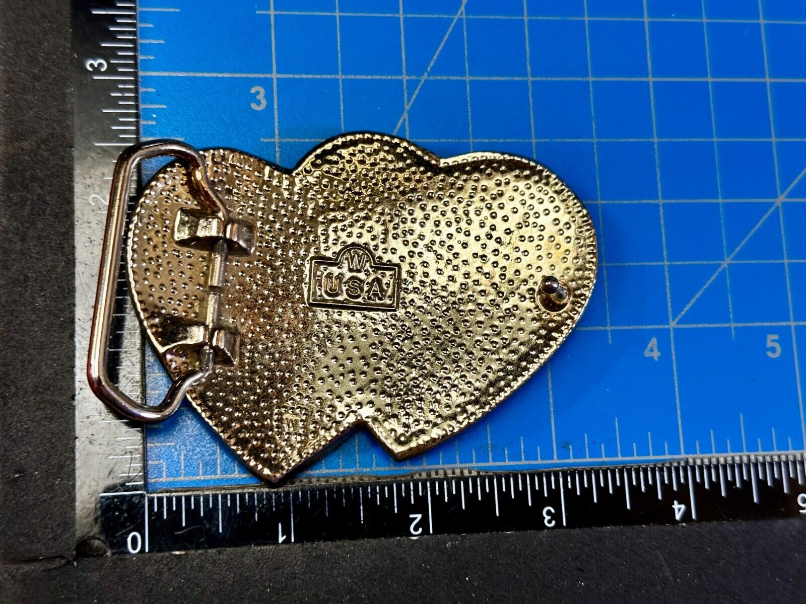 Twin Dual Hearts Horse Head Flower Swirl FloralWestern Belt Buckle W USA