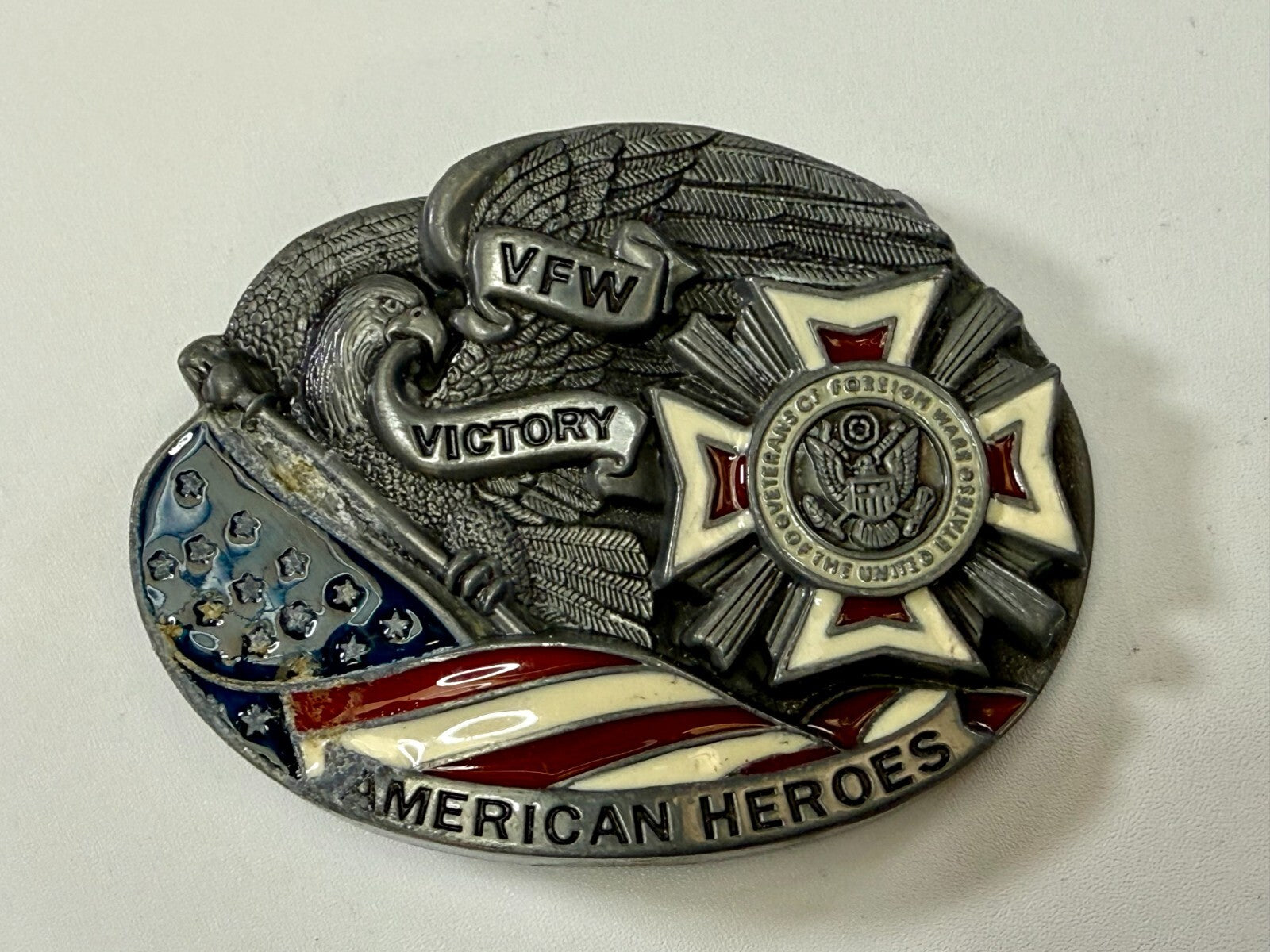 VFW American Heroes Veteran of Foreign War Victory US Flag  Belt Buckle