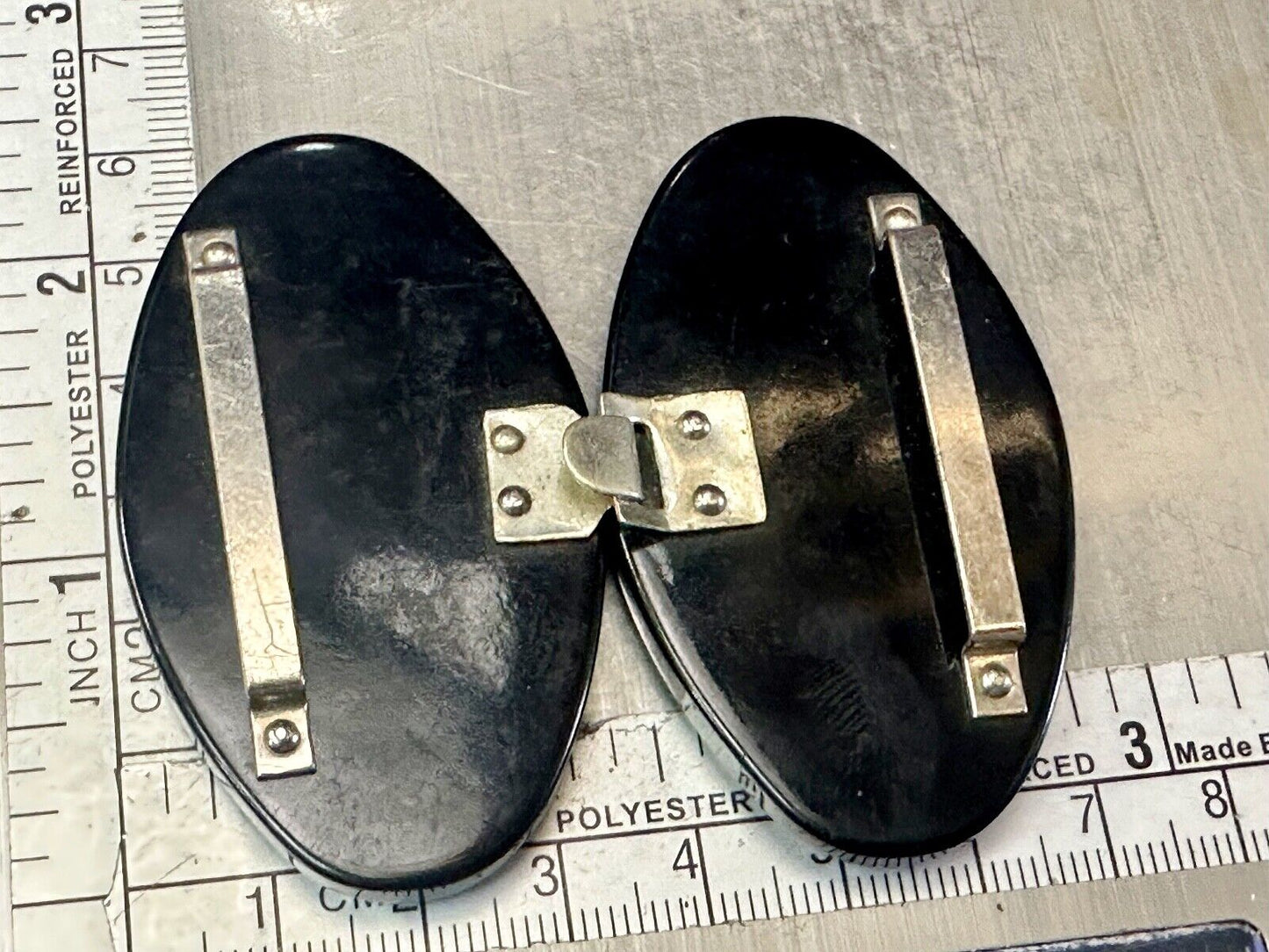 Two piece interconnecting vintage black shoe clips