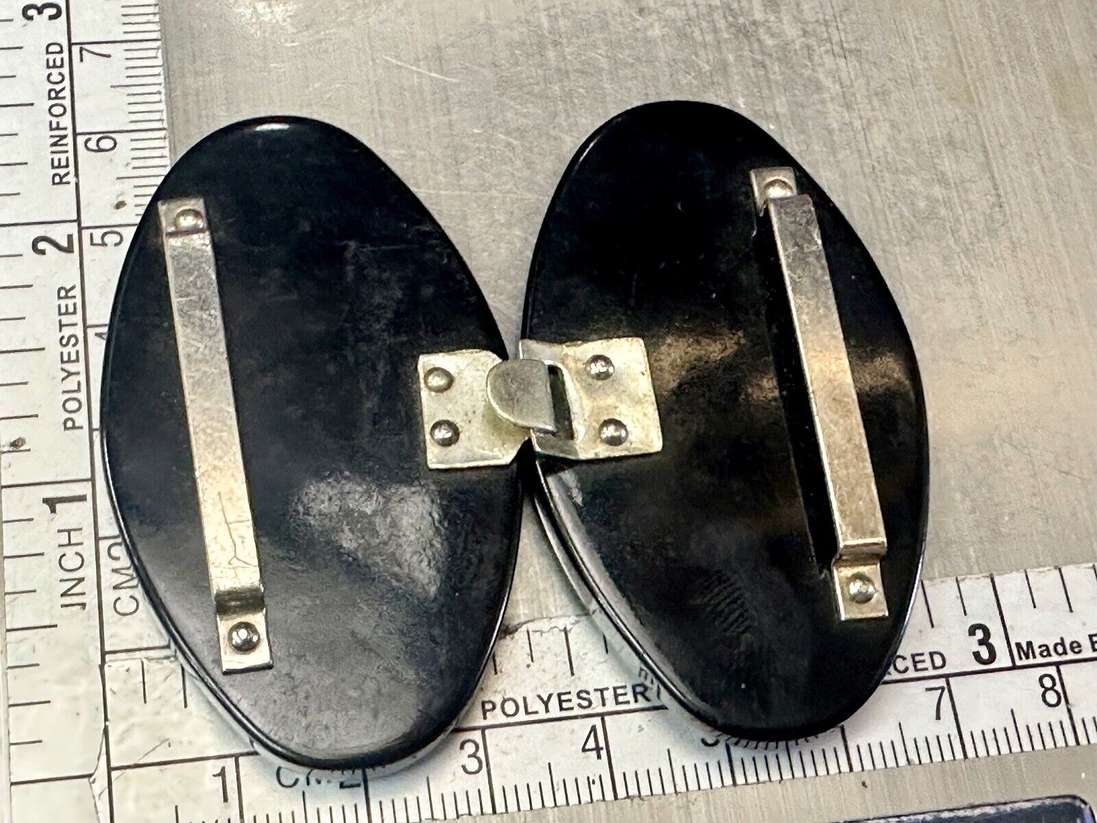 Two piece interconnecting vintage black shoe clips
