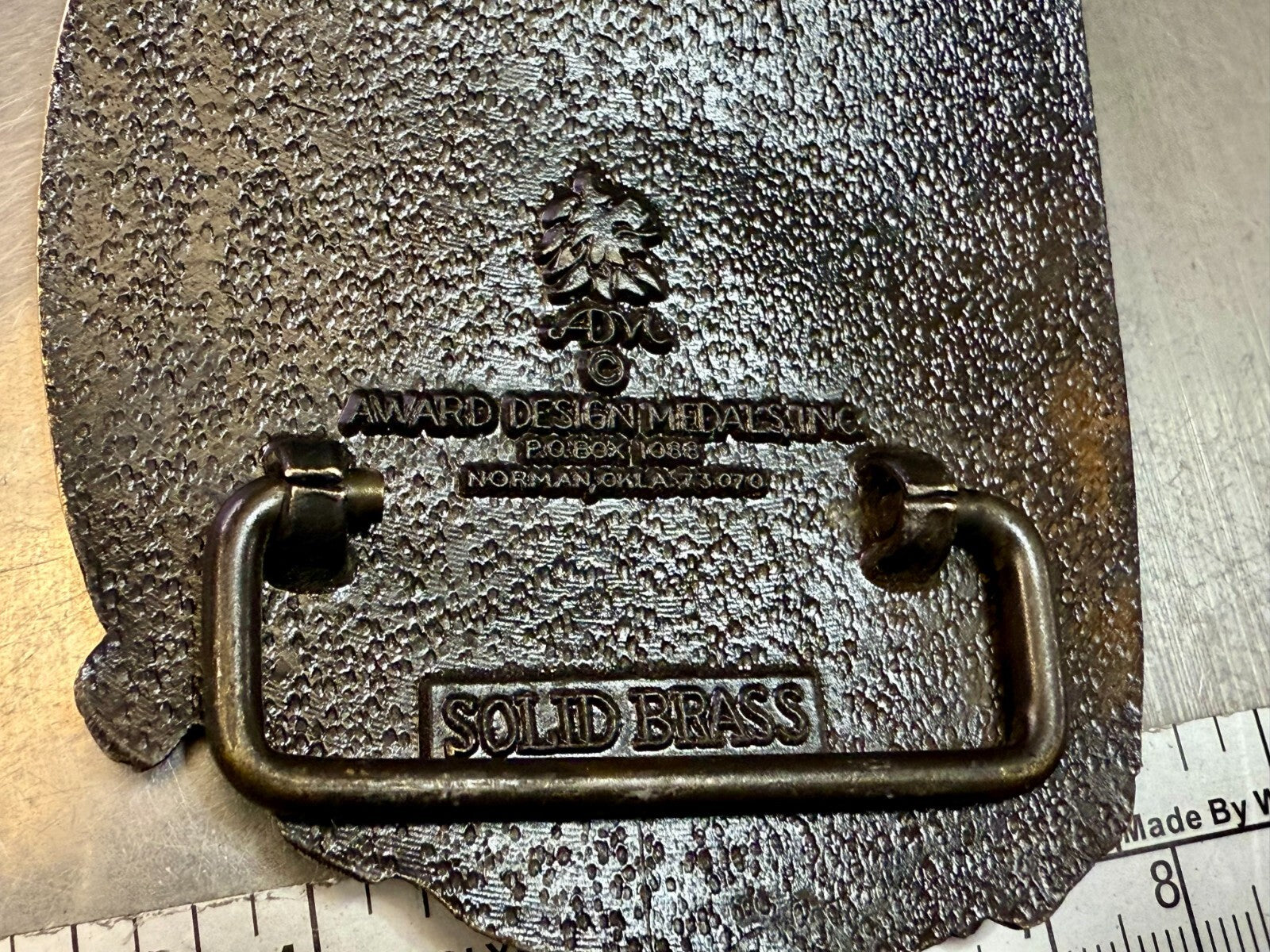 American Sportsman Bird Deer Riffle Bow Hunting Dog Solid Brass ADM Belt Buckle