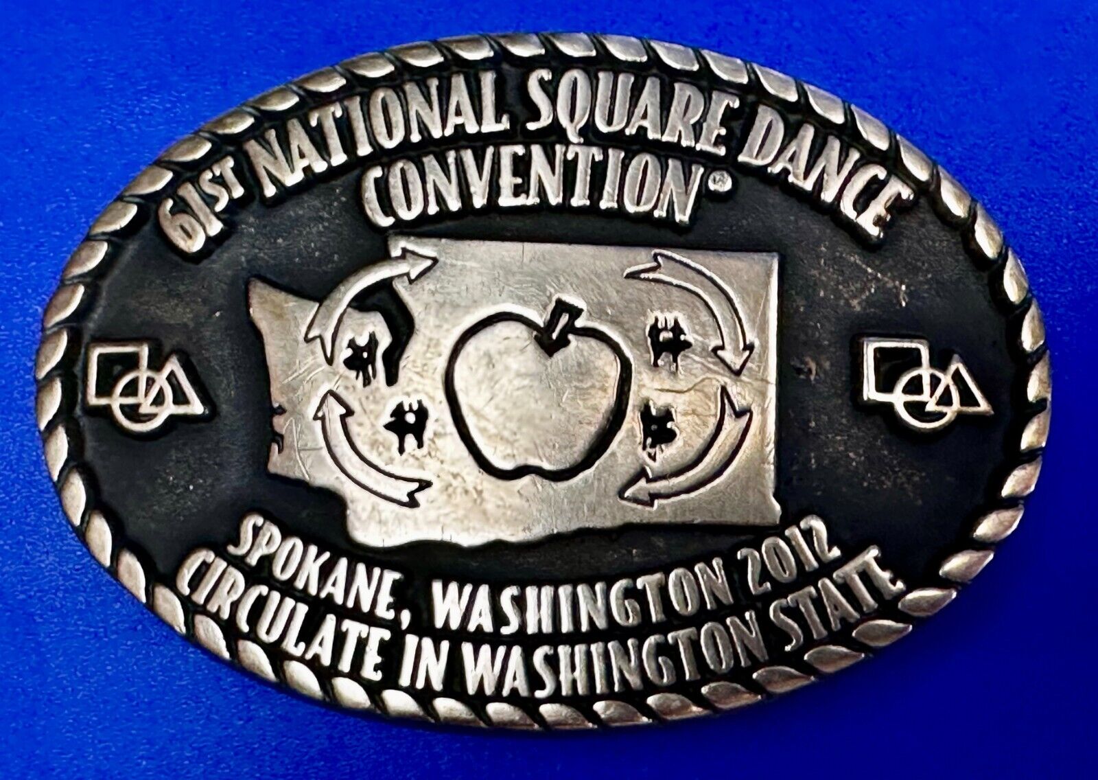 61st National Square Dance Convention Circulate in WA State Spokane Belt Buckle