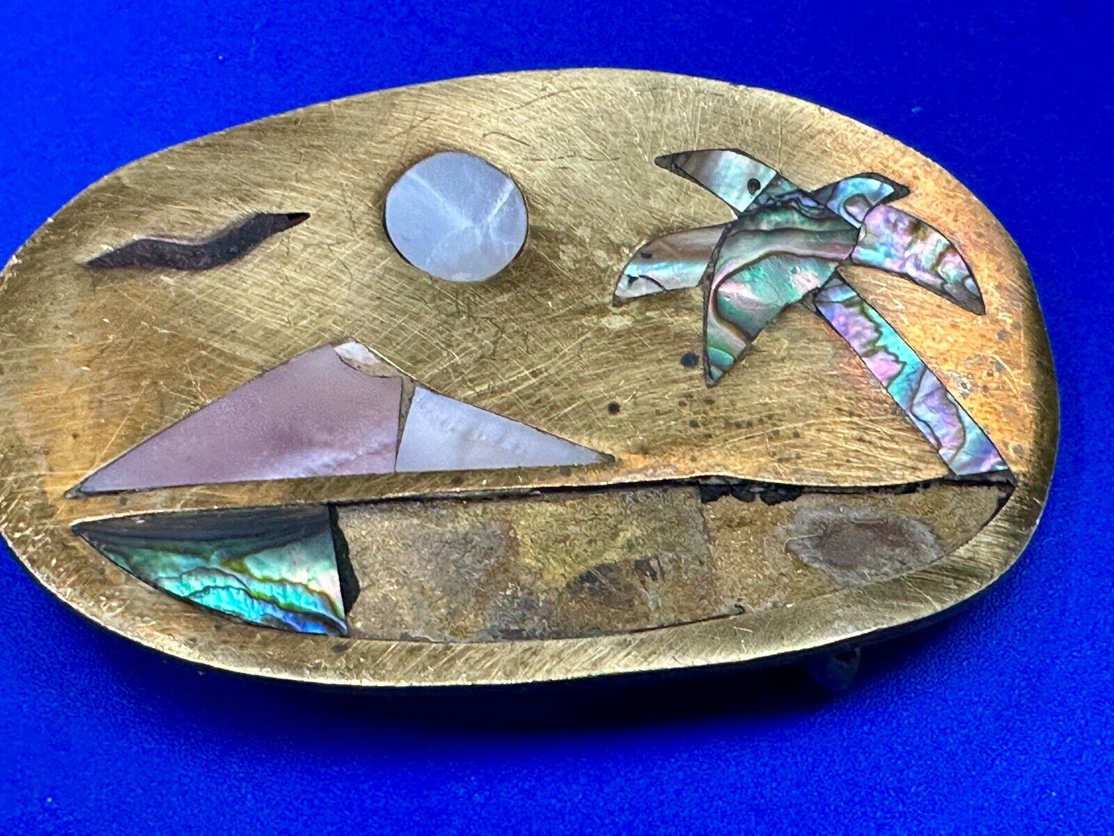 A Project belt buckle to repair - Missing inlaid inlay Abalone shell