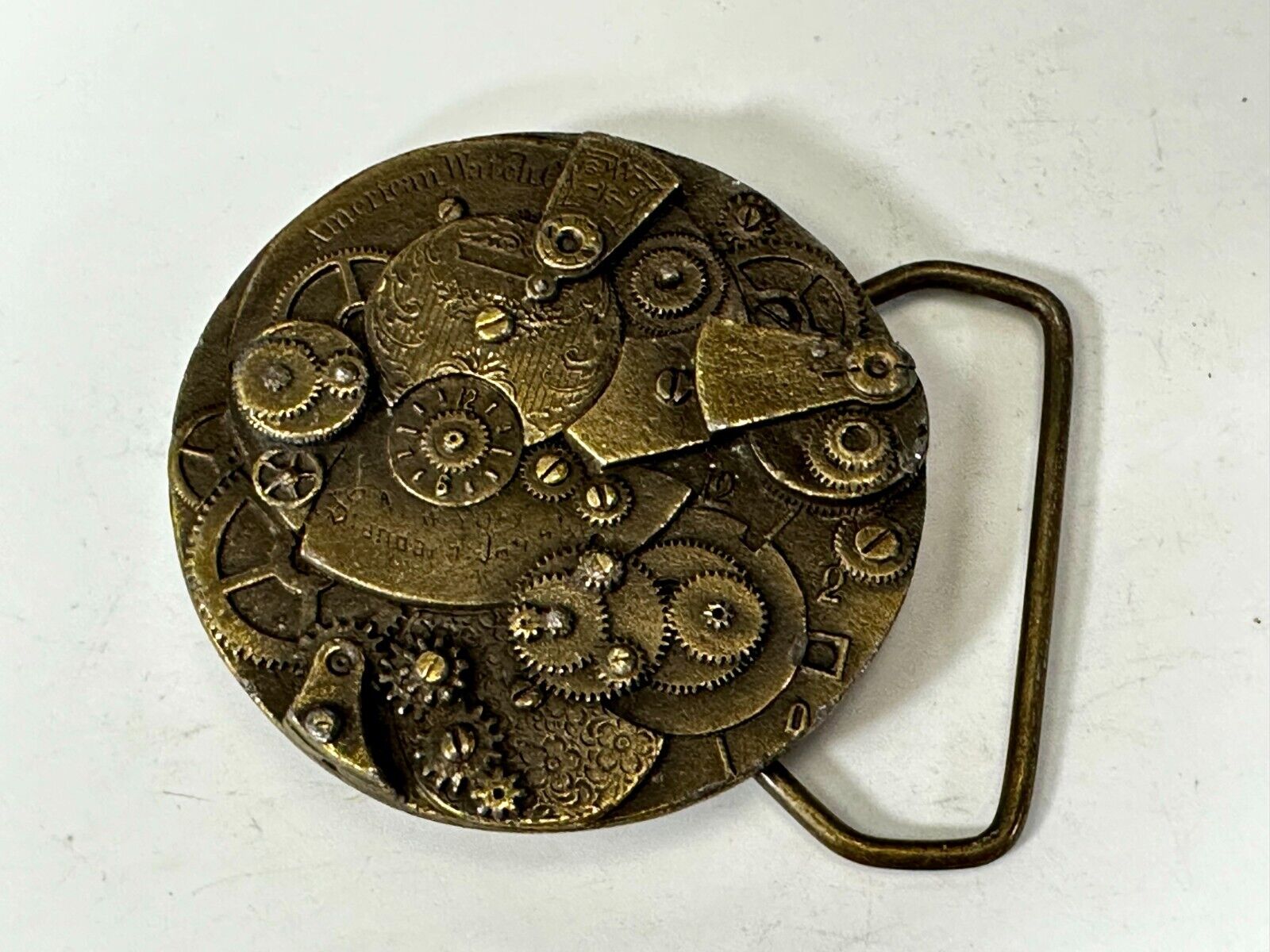 American Watchmakers Watch Parts Steampunk Gears Clock Round Belt Buckle