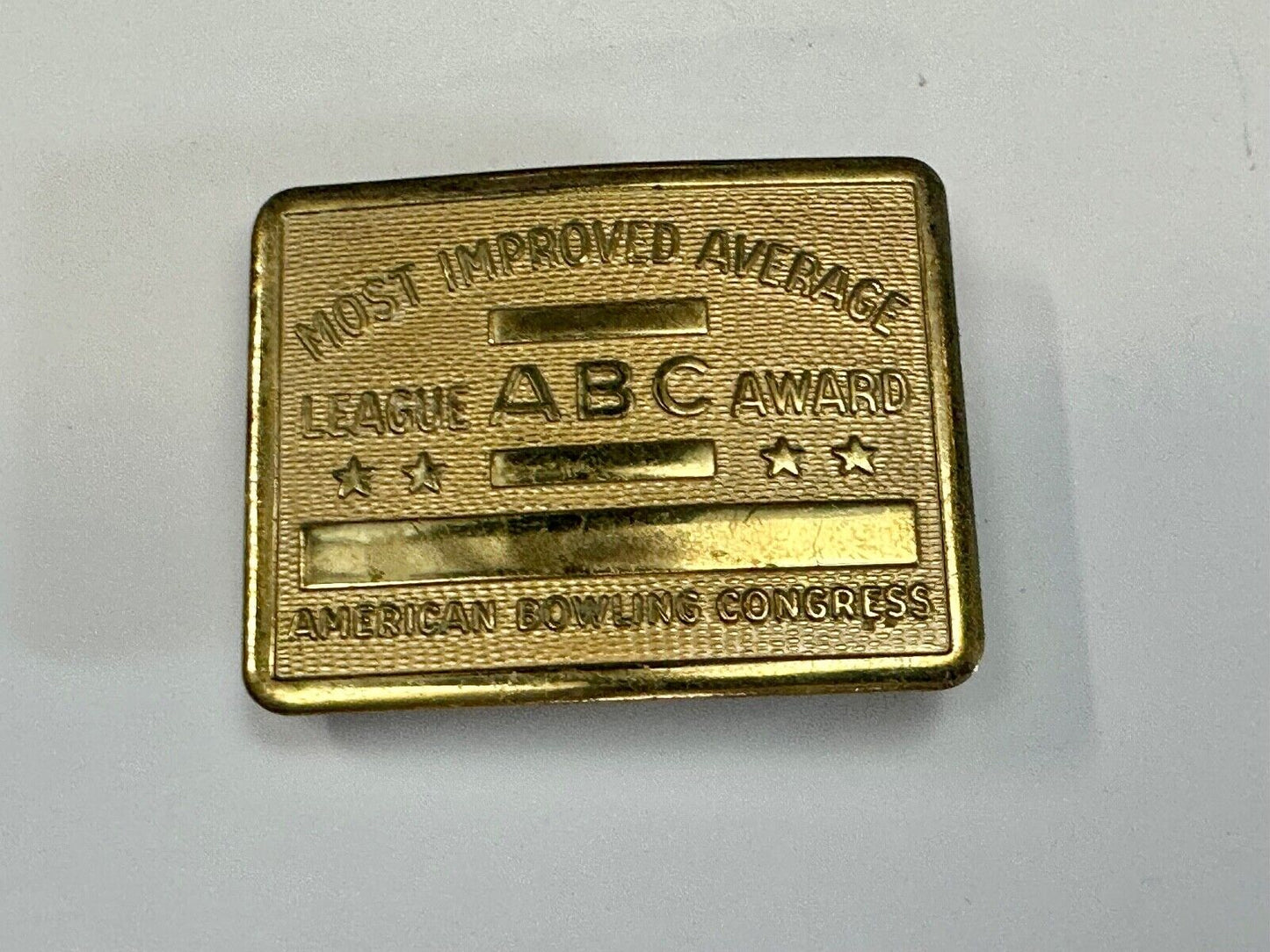 ABC Bowling League Award - NOT engraved most improved trophy NOS belt buckle