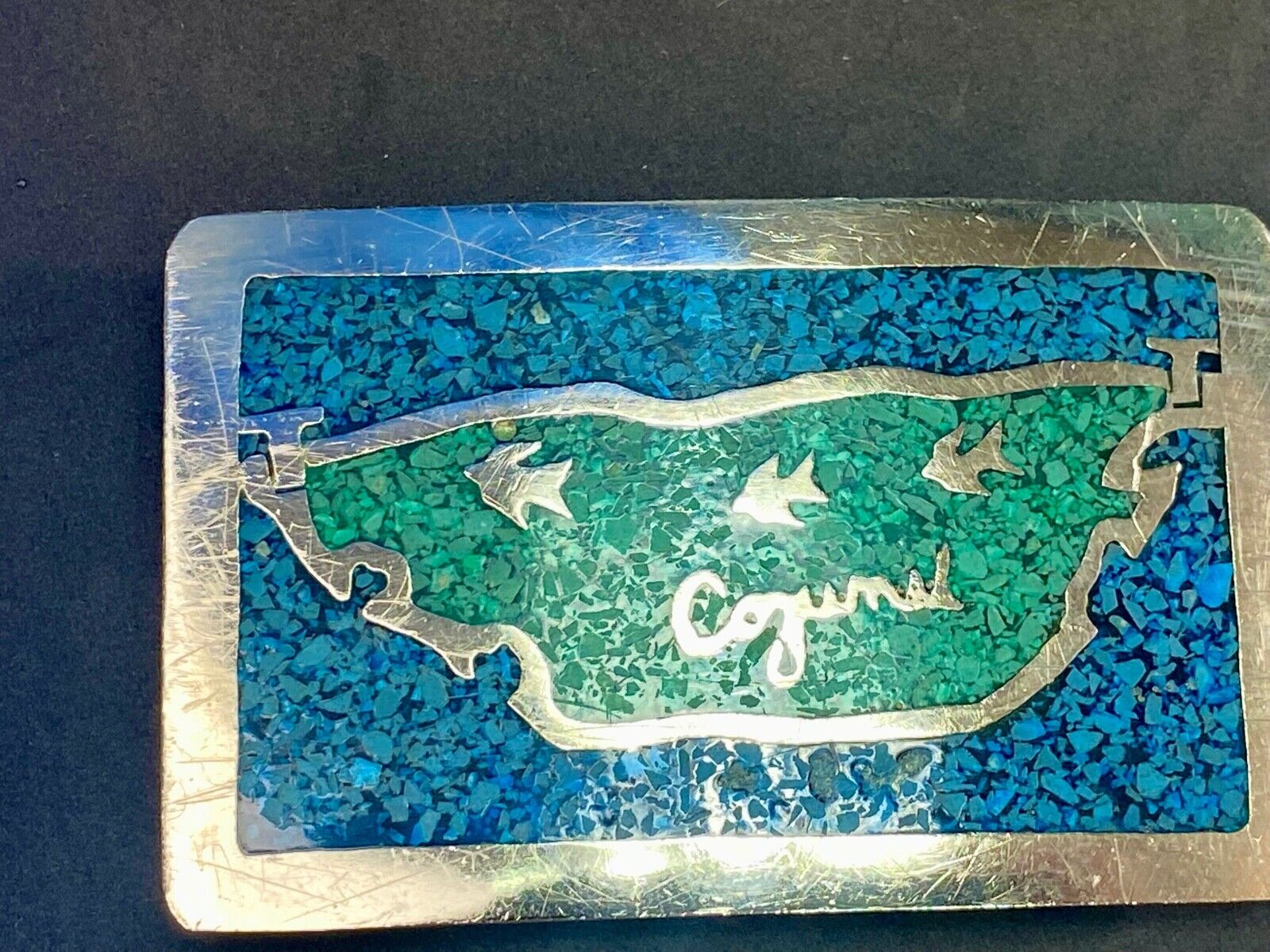 Unknown To Me!   Inlaid Quality Belt Buckle - Made In Mexico 