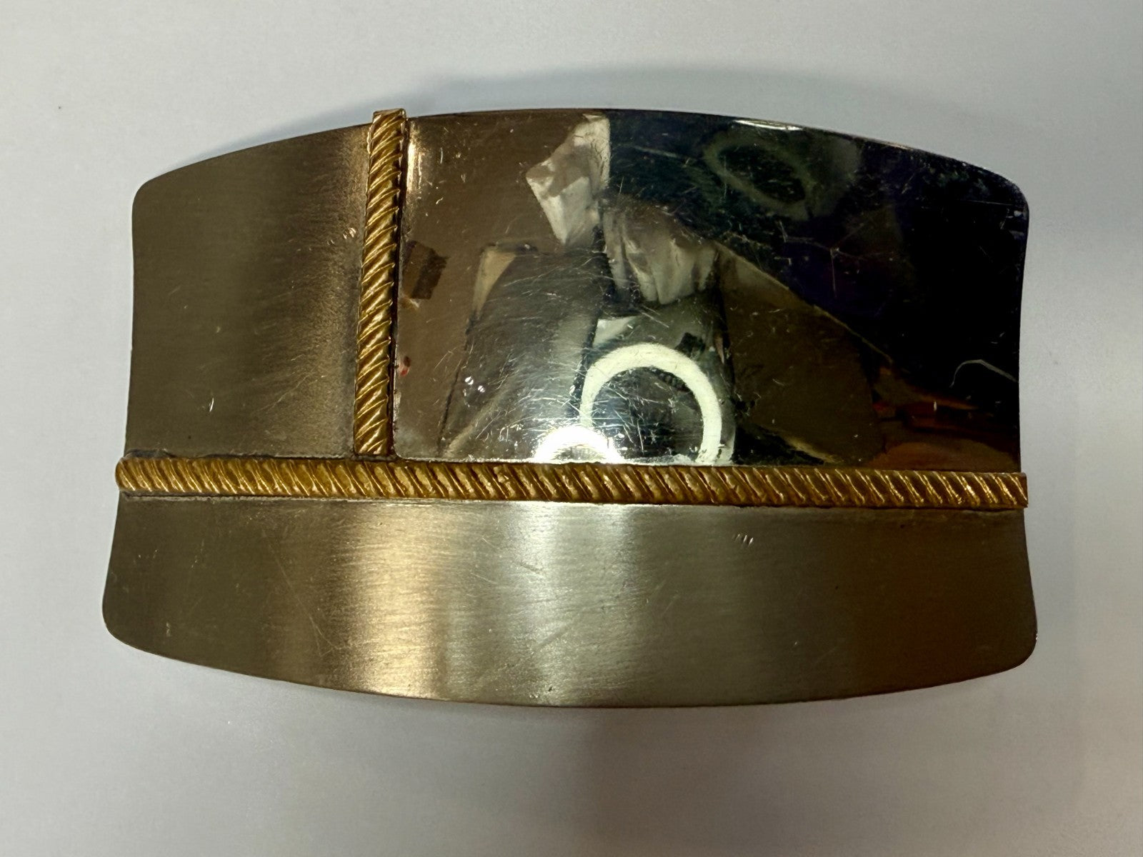 Vintage Gold Rope Design Reflective Nickel Silver Belt Buckle
