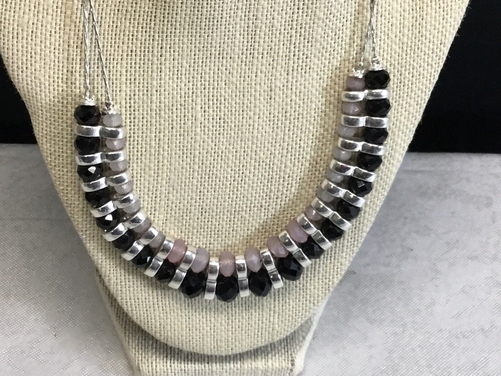 20" Silver  Black Accent Statement Necklace signed NY, New York & Co.