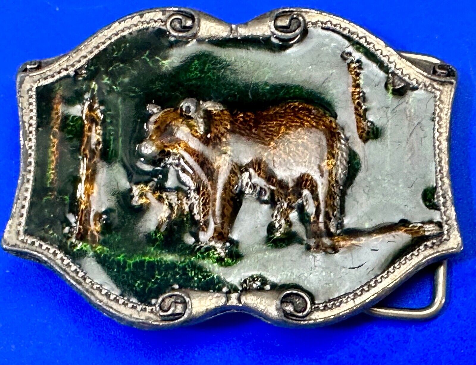 Bear & Cub in Nature Vintage Tiffany Studio New York belt buckle
