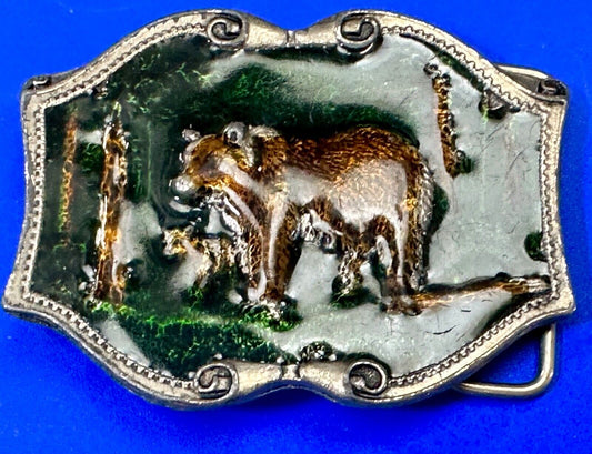 Bear & Cub in Nature Vintage Tiffany Studio New York belt buckle