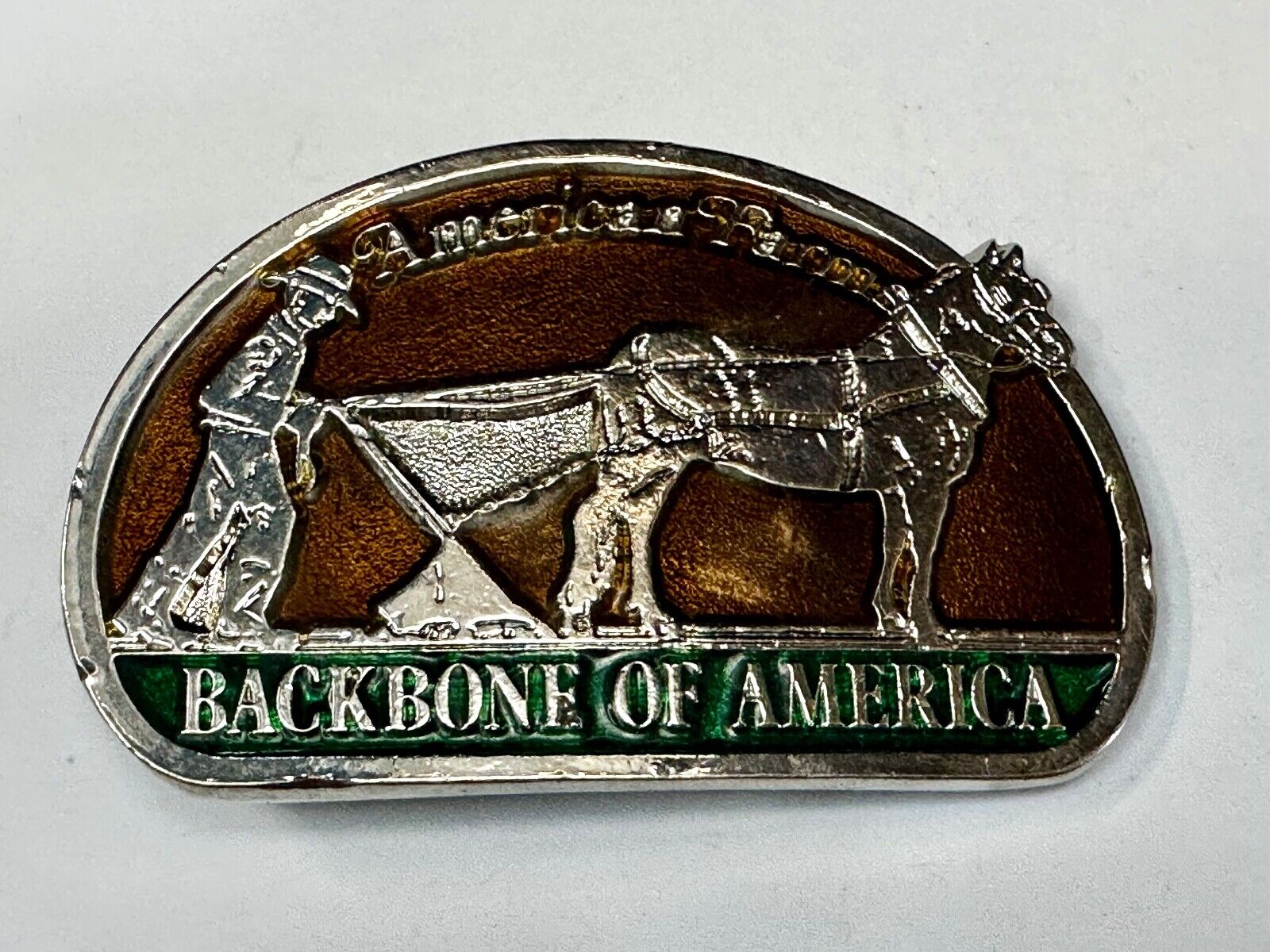 American Farms - The Backbone Of America Farmer Horse Vintage Belt Buckle
