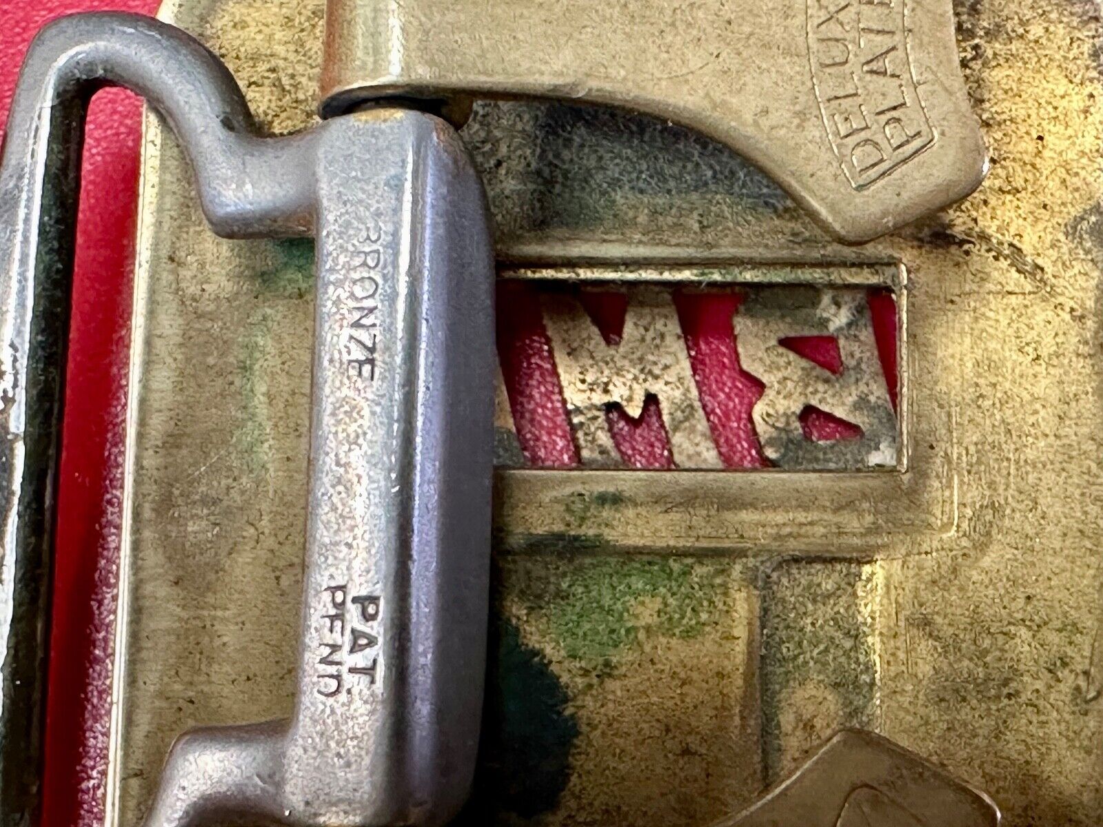 Vintage Art Deco Initials BMC belt buckle Deluxe Plate by Swank