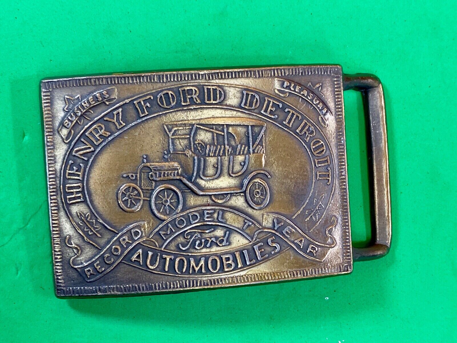 Vintage Henry Ford Detroit Automobiles Metal Belt Buckle     Model T Antique 