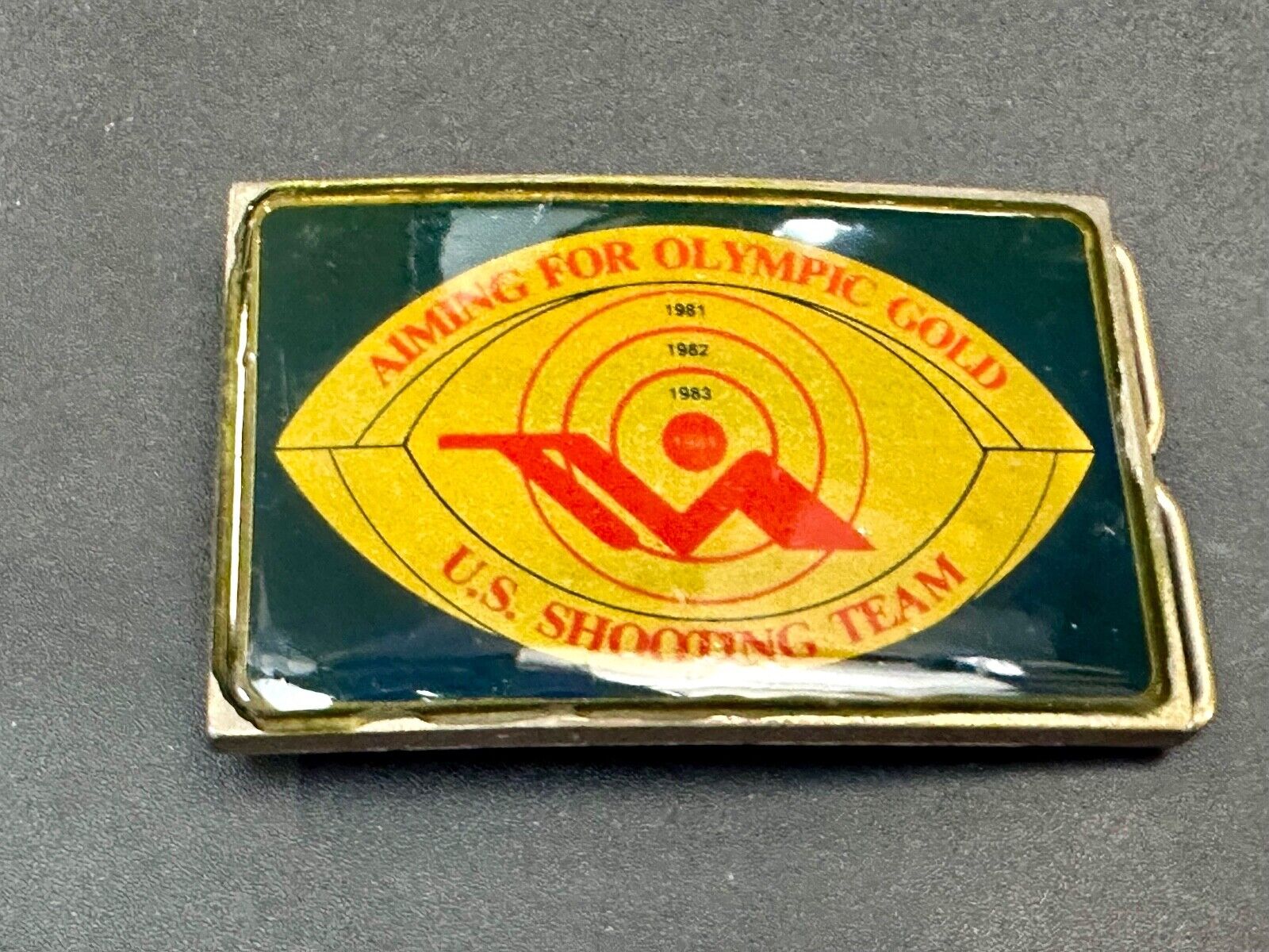 Aiming for Olympic Gold US shooting team 1984 belt buckle