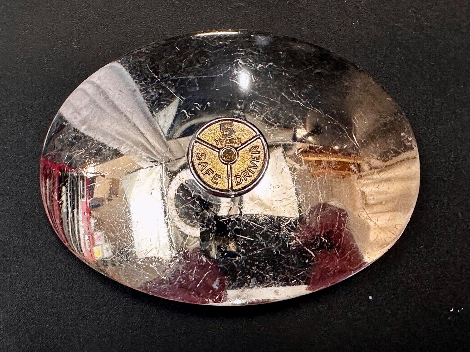 5 years Safety Award Vintage Nickel Silver reflective oval Belt Buckle