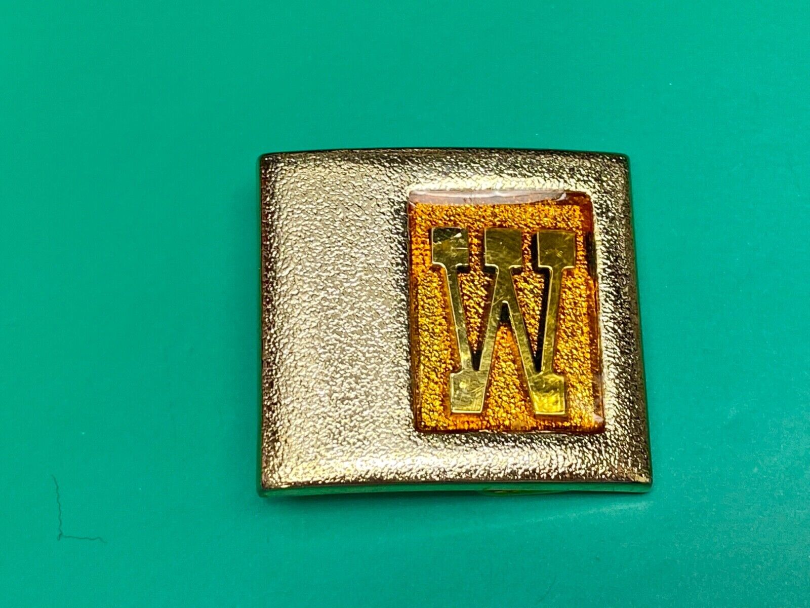 Vintage Lee Belt Buckle Monogrammed W Initial Letter Goldtone NY USA 1970s