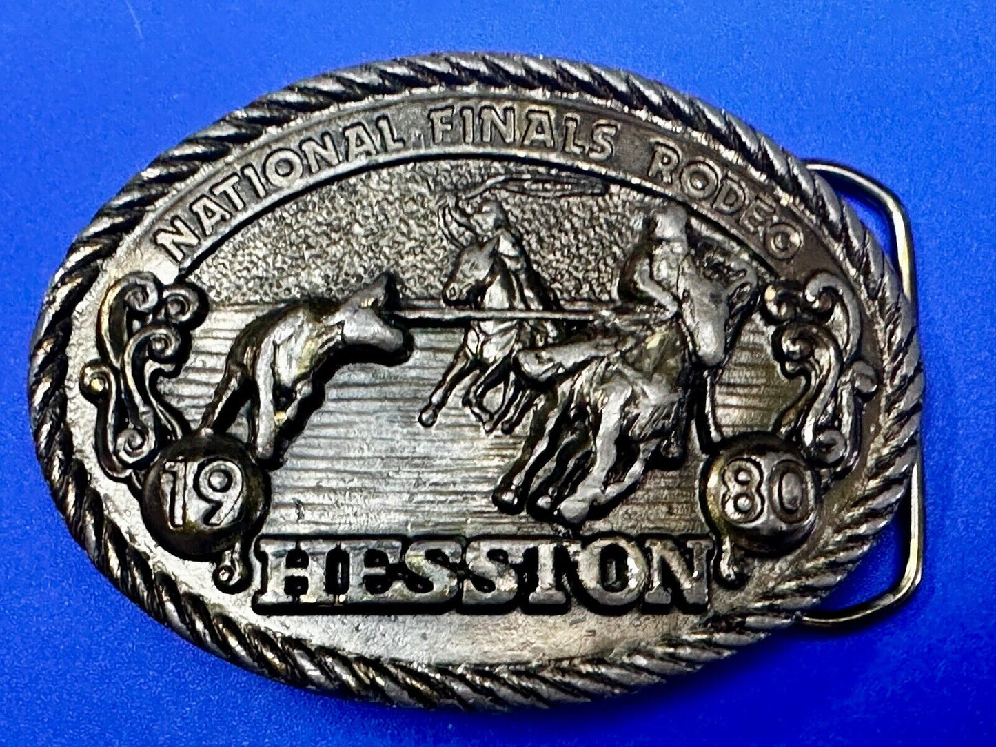 1980 Hesston National Finals Rodeo NFR Collectors Rodeo Cowboy Belt Buckle