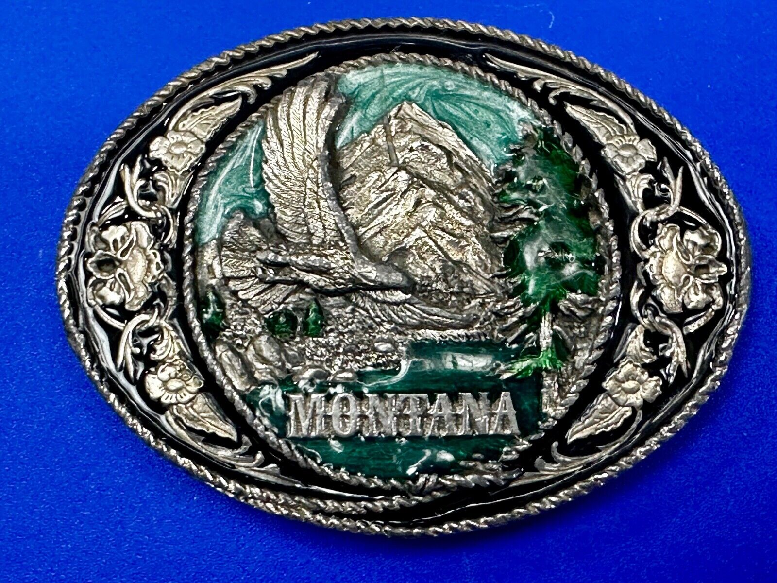 The Great State of Montana Vintage W-5 Siskiyou Eagle Mountain Belt Buckle