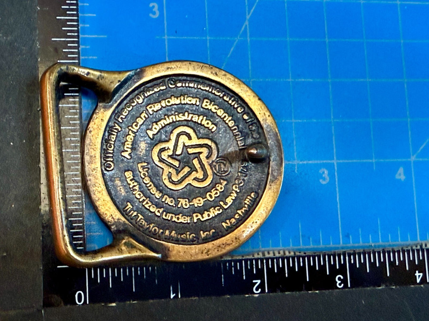 American Revolution Bicentennial Solid Brass Taylor Music Nashville Belt Buckle