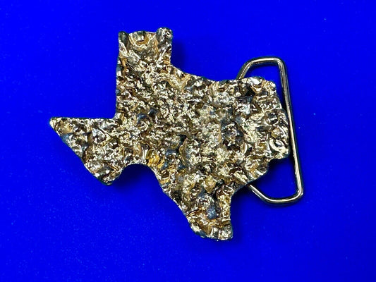 The Great State of TEXAS vintage chunky gold color cutout belt buckle