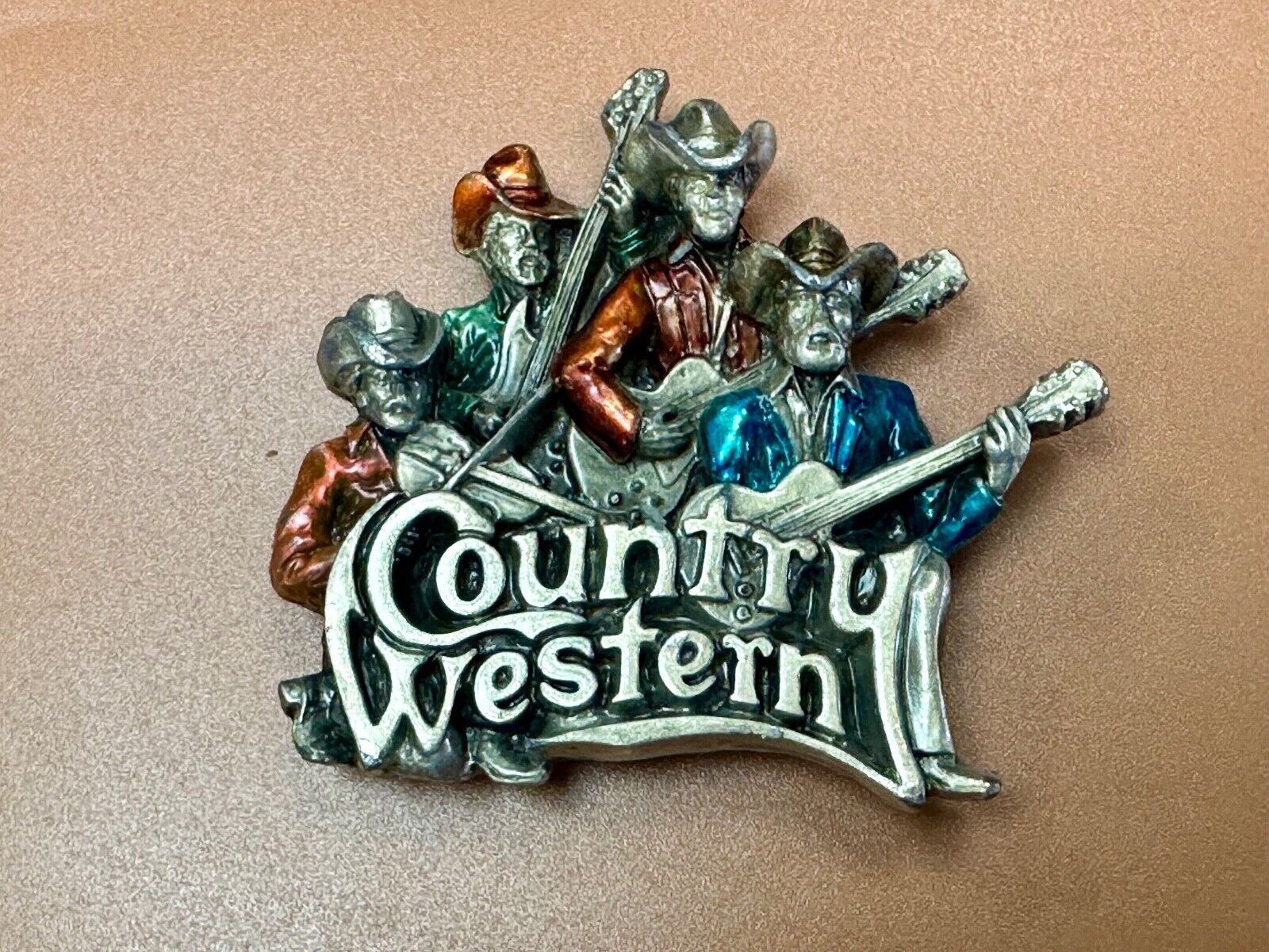Vintage 1981 Enamel Country & Western Bergamot Brassworks Belt Buckle T-96