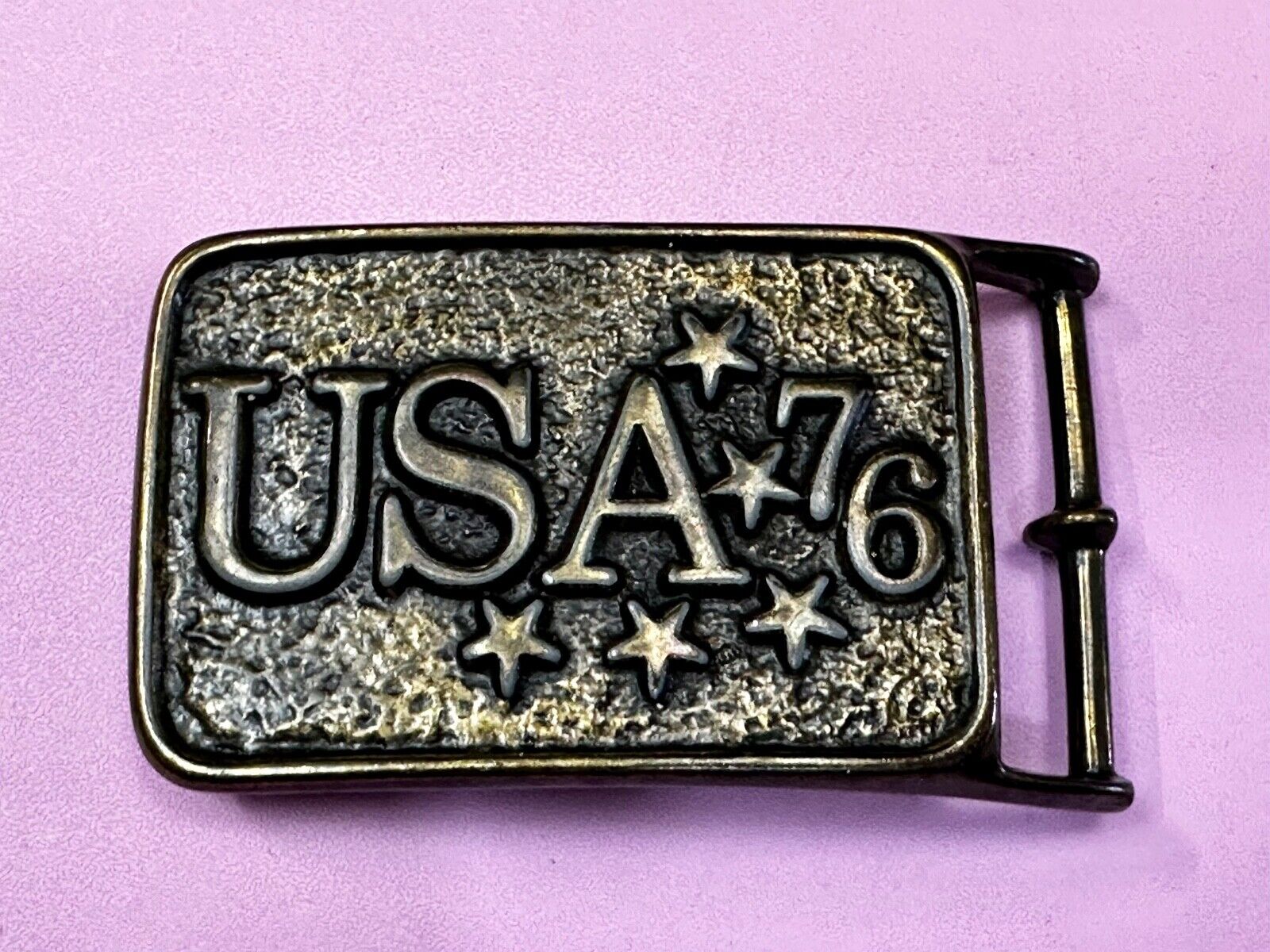 USA 76 Patriotic American Bicentennial Celebration Stars & Stripes Belt Buckle