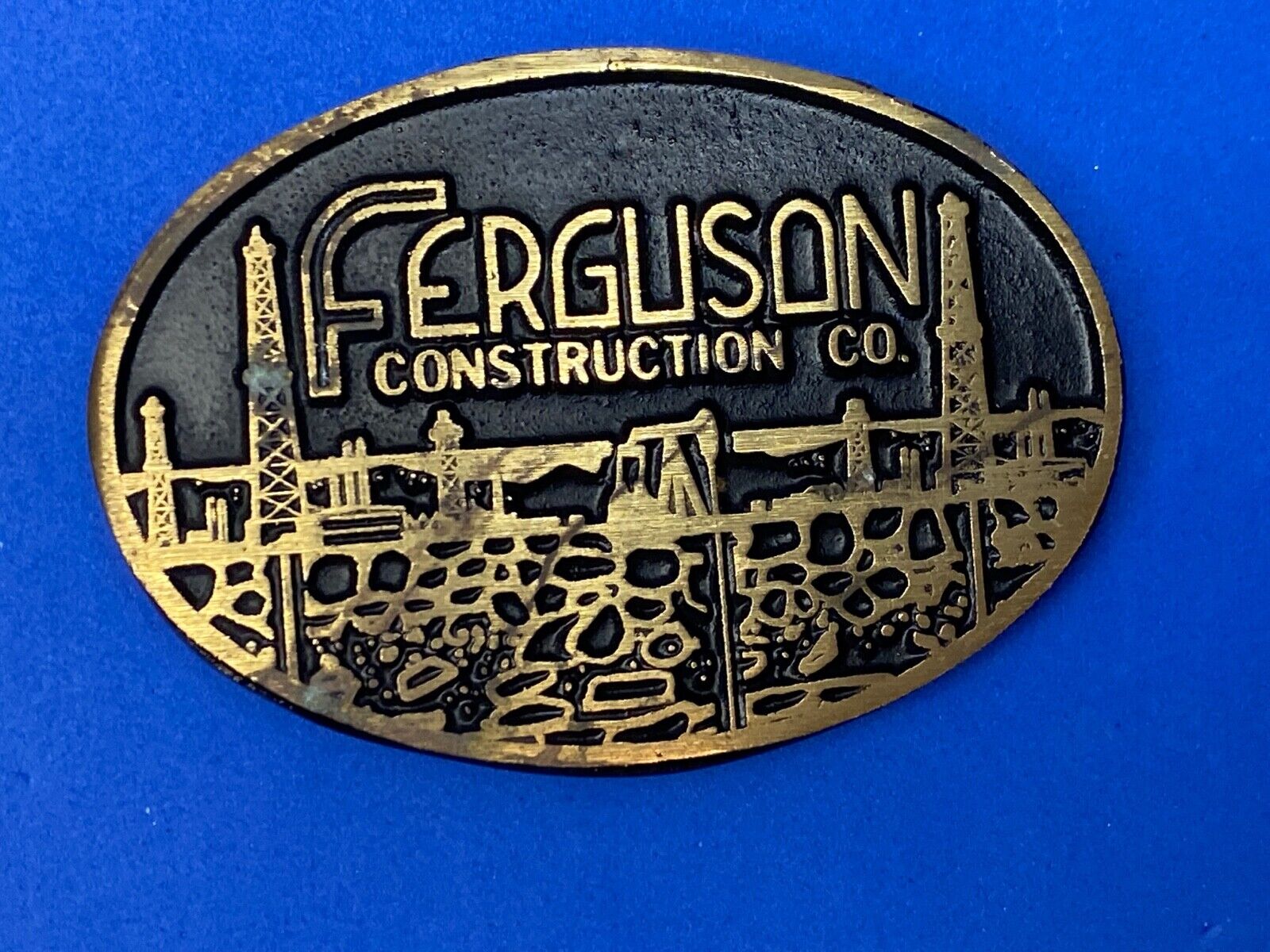 Vintage Ferguson Oil Construction Company Sidney Ohio Dunabuckle Belt Buckle 