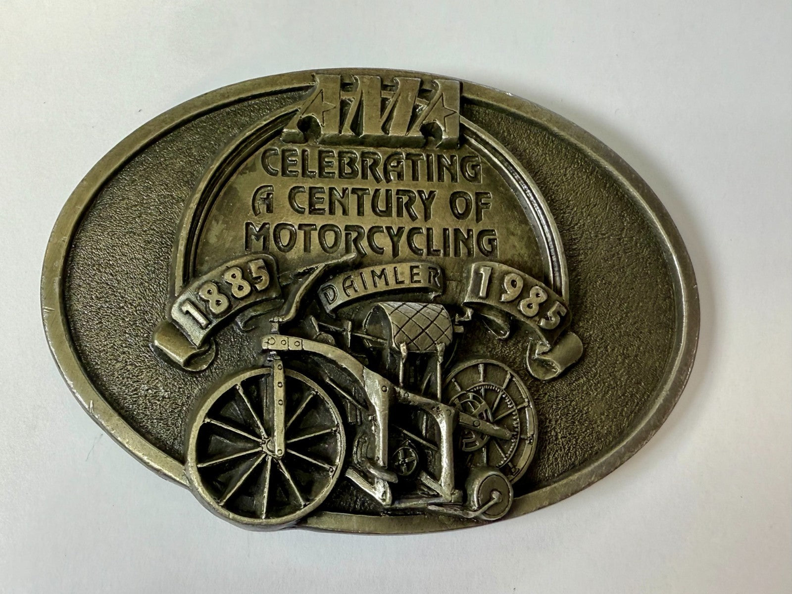 AMA American Motorcyclist Association A Century of Motorcycling Vtg. Belt Buckle
