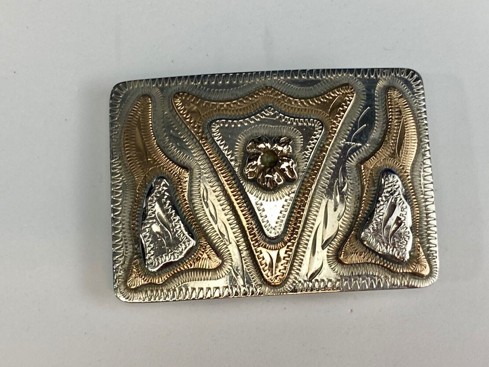 Unique Arrow Shaped Triangle quality mixed metal vintage belt buckle 