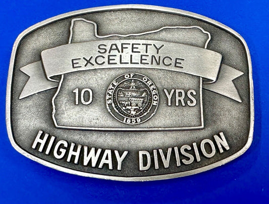 10 years safety-  excellence award Transportation Co Drivers Pewter belt buckle