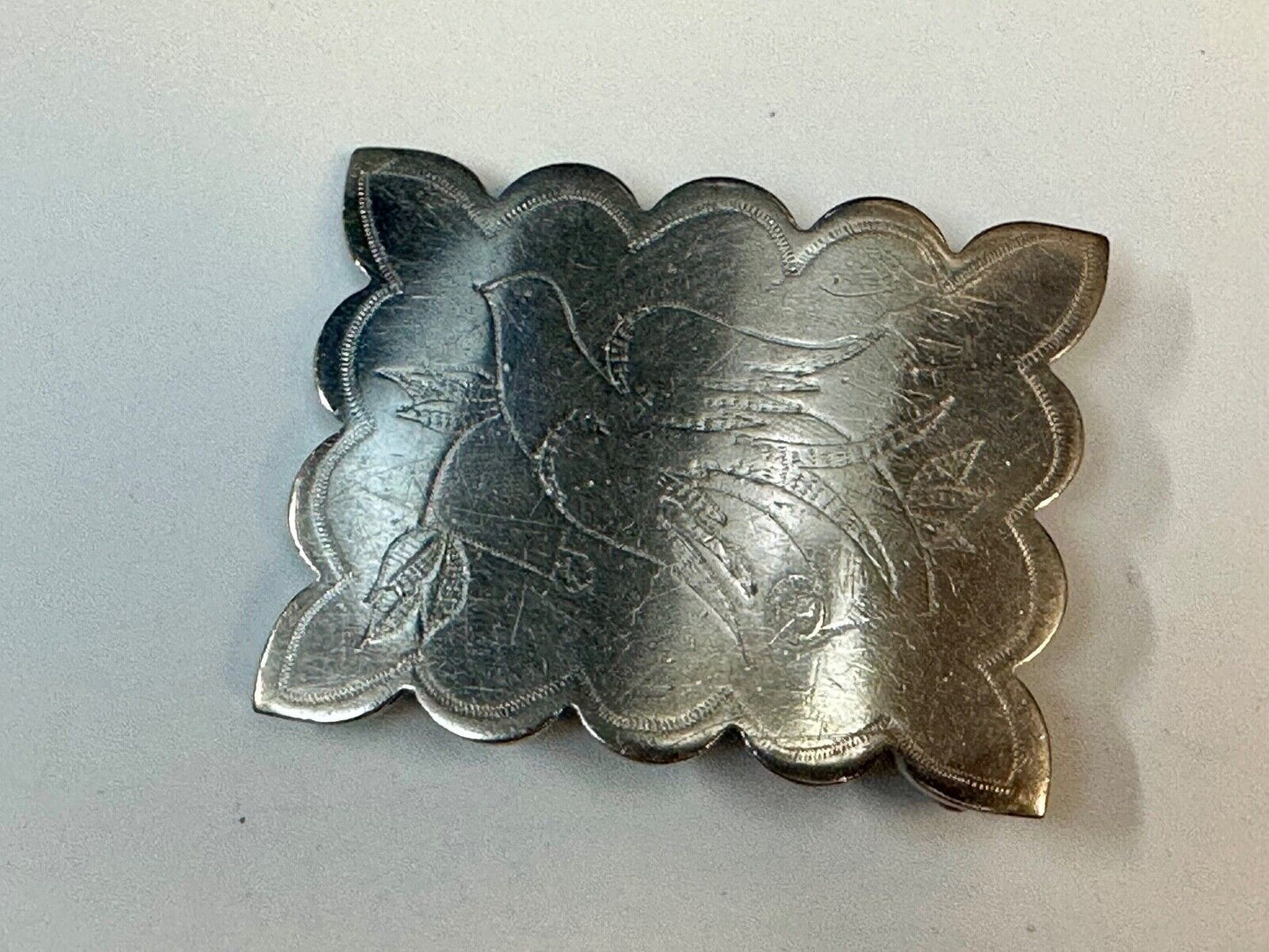 Vintage Dove Pattern Drawing Engraved in western Nickel Silver? belt buckle