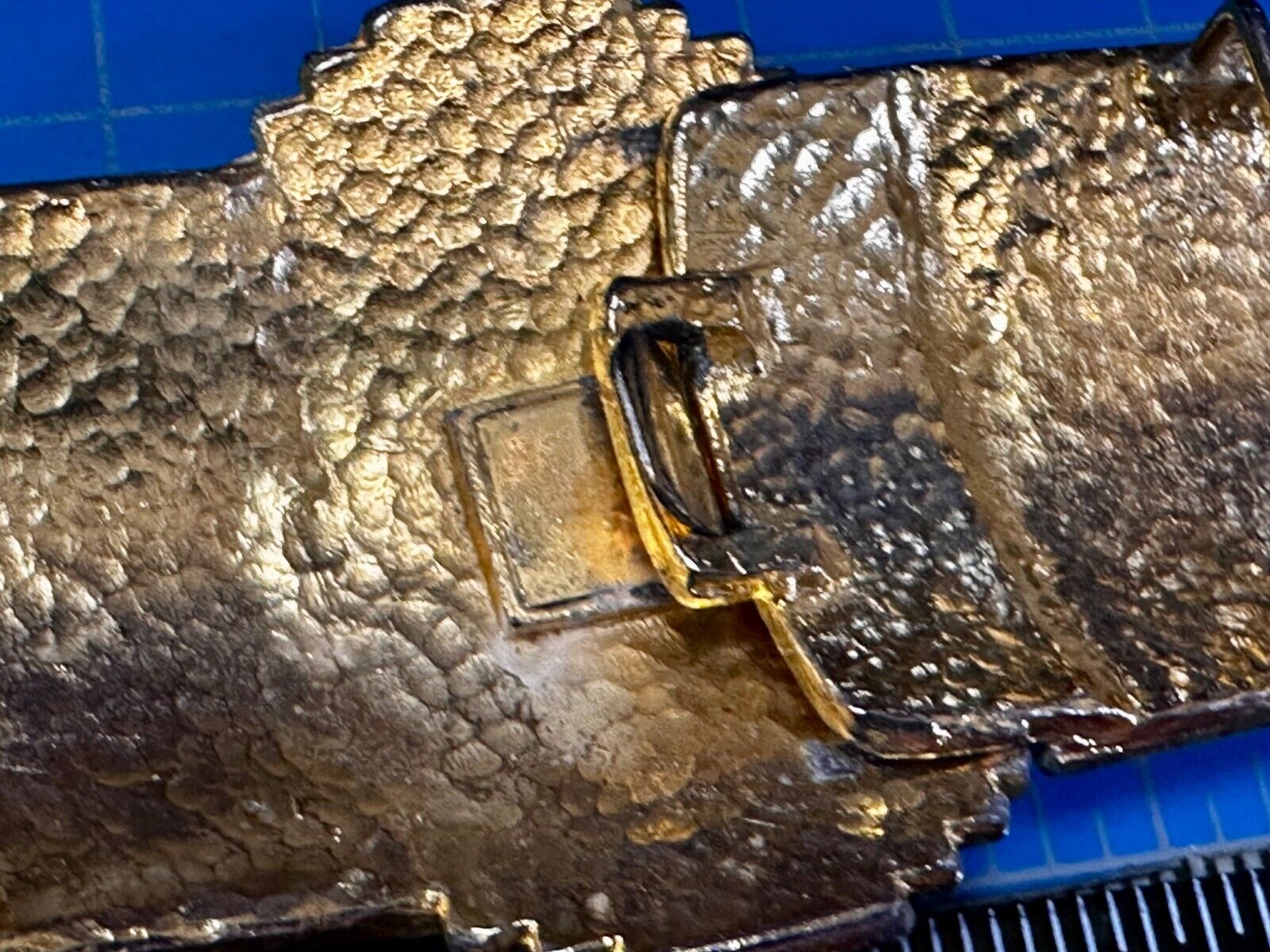 6" Wide Two Piece interlocking Gold Tone Vintage Belt Buckle by Dotty Smith