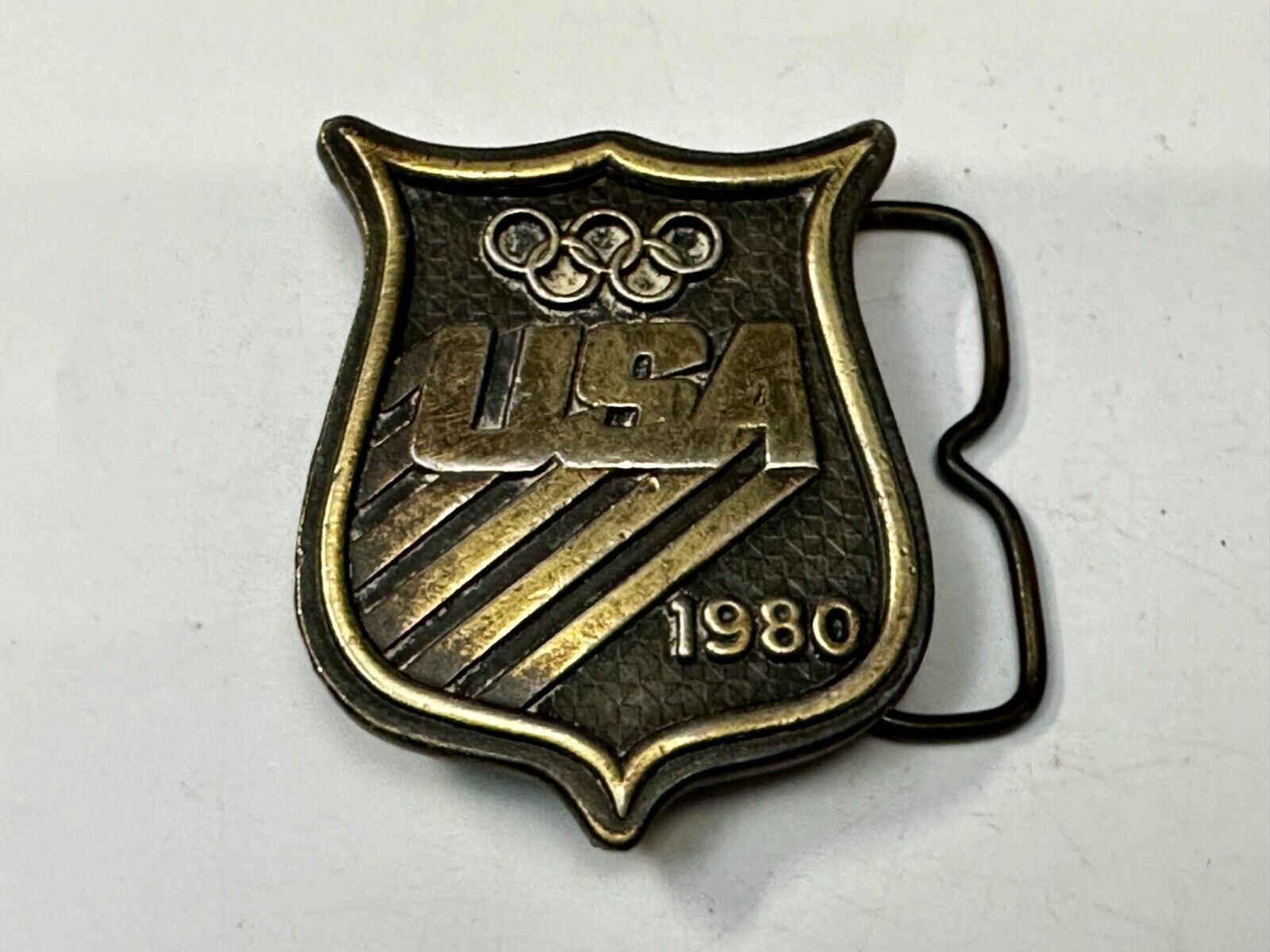 1980 USA Olympic Committee Bergamot Brass Works Vintage Belt Buckle Paul Rollins