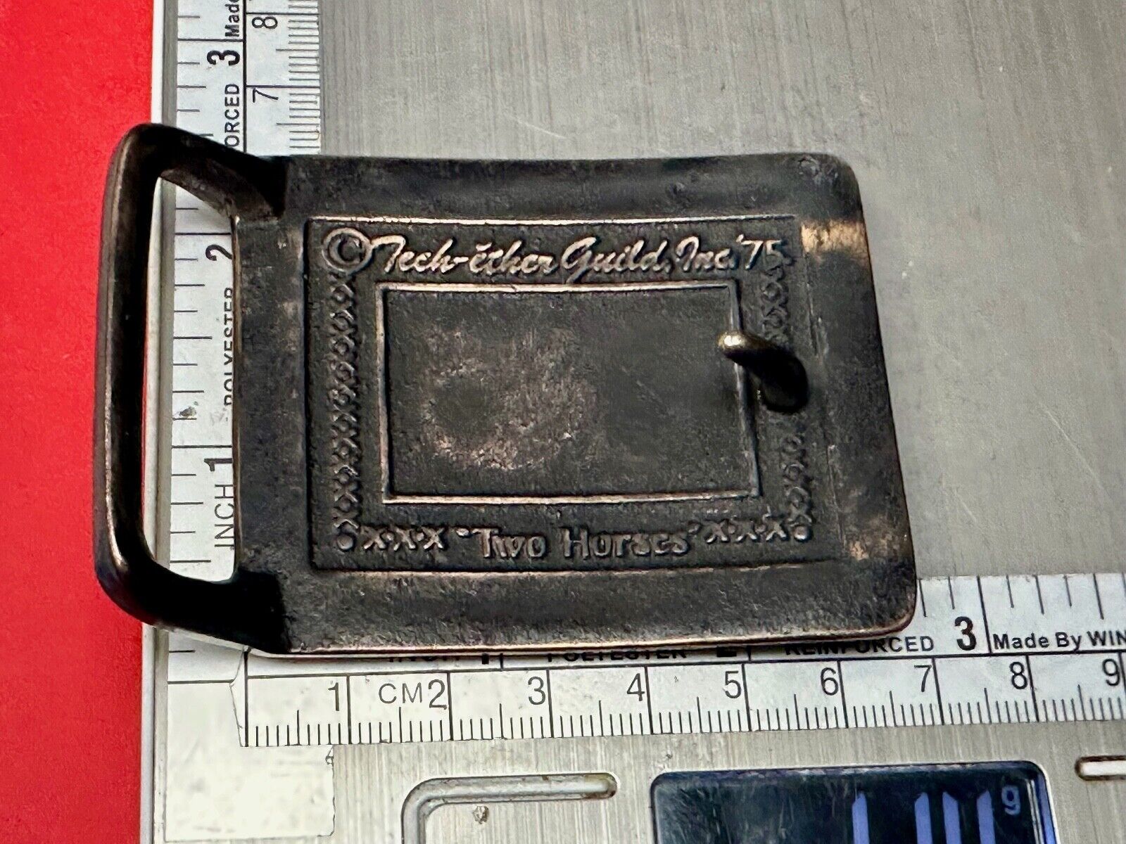 Two Horses - Vintage Tech Ether Guild ART belt buckle