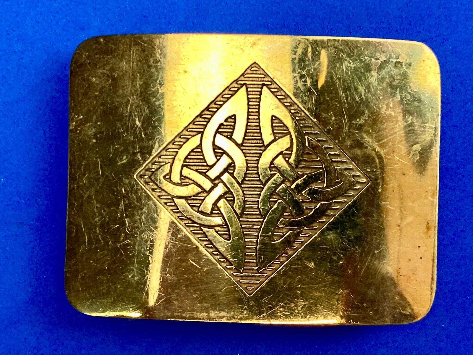 Antique Brass tone BOHO HIPPIE Ornate Lines Pattern Belt Buckle 