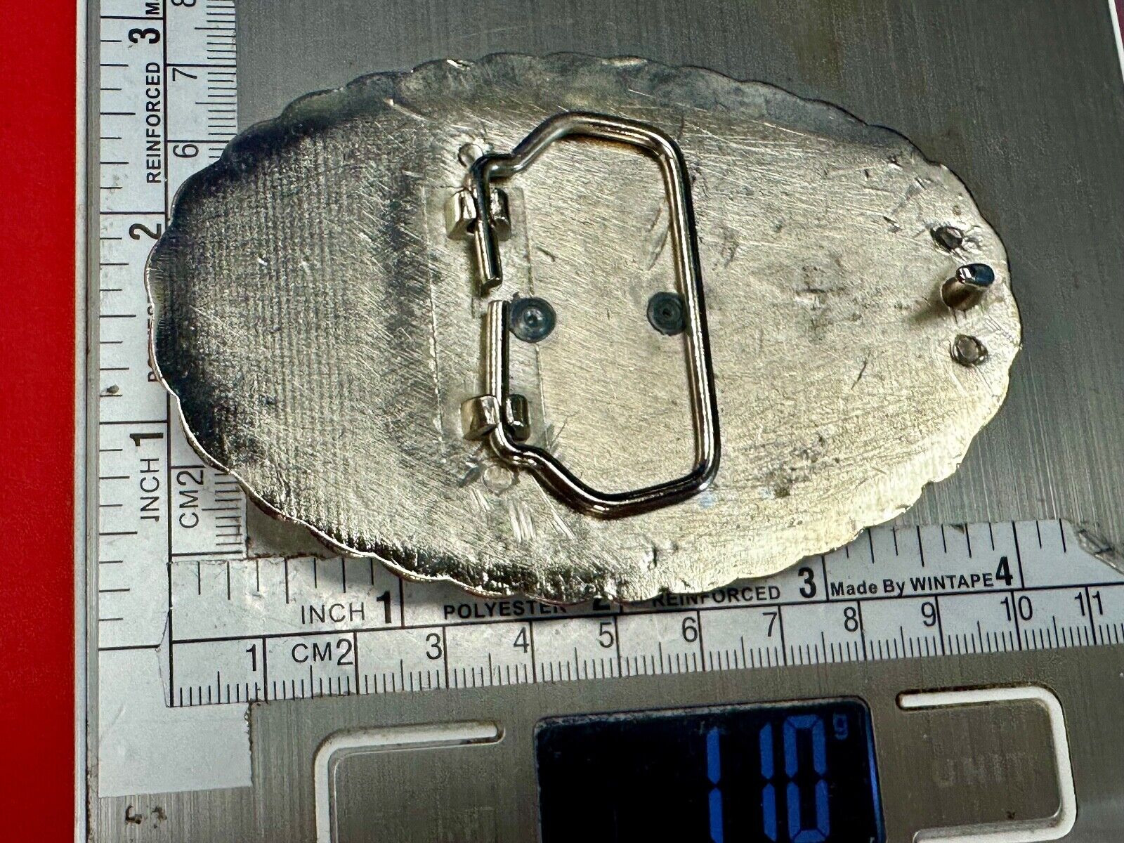 Unique! Cowboy boot and Fence Log - ornate western oval belt buckle