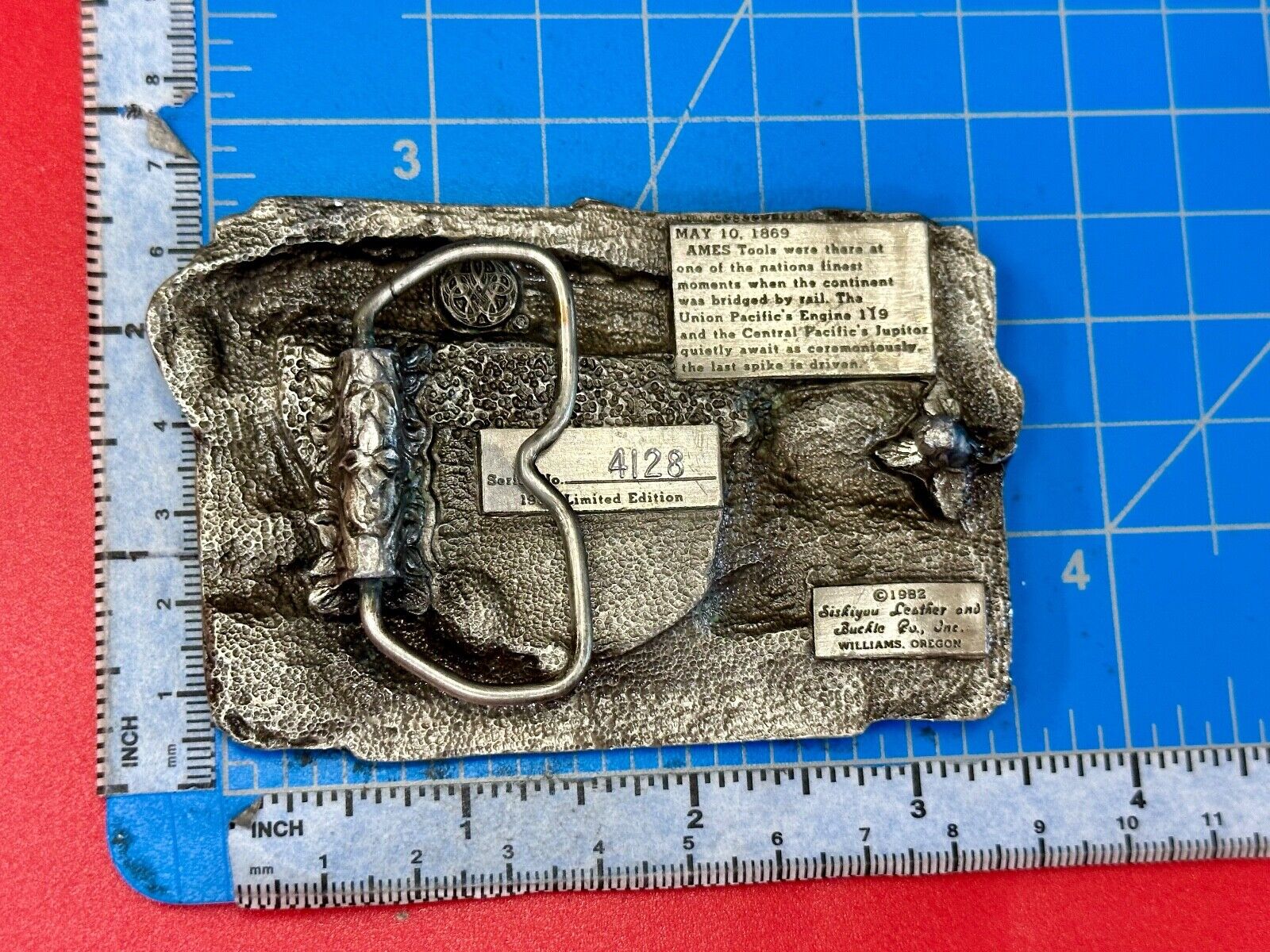 Ames Tools Promontory Summit Utah 1869 Train vintage 1972 Siskiyou belt buckle