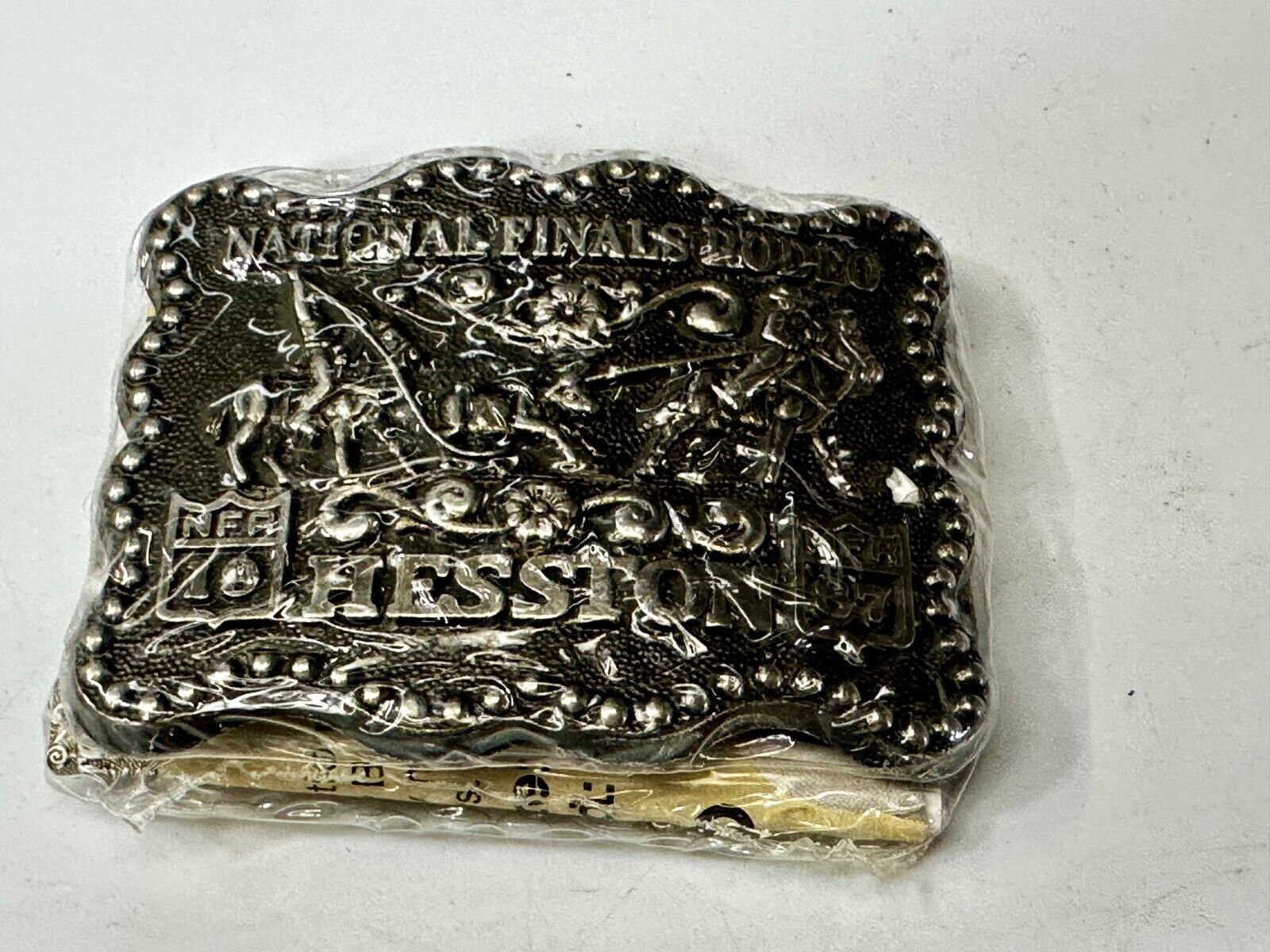 1987 Hesston National Finals Rodeo NFR Cowboys Youth Size NOS Belt Buckle
