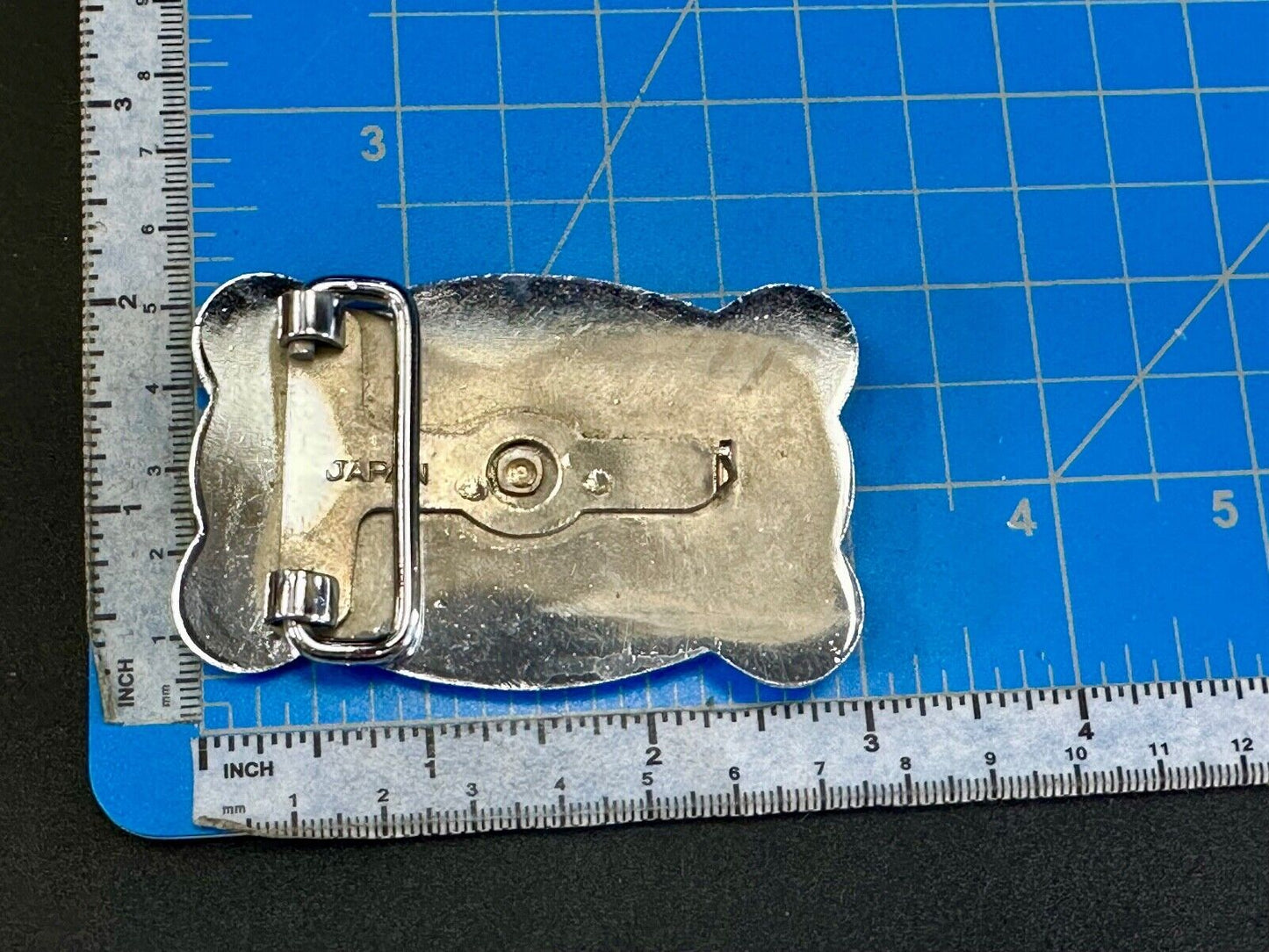 Vintage Horse Drawn Covered Wagon two tone belt buckle made in Japan
