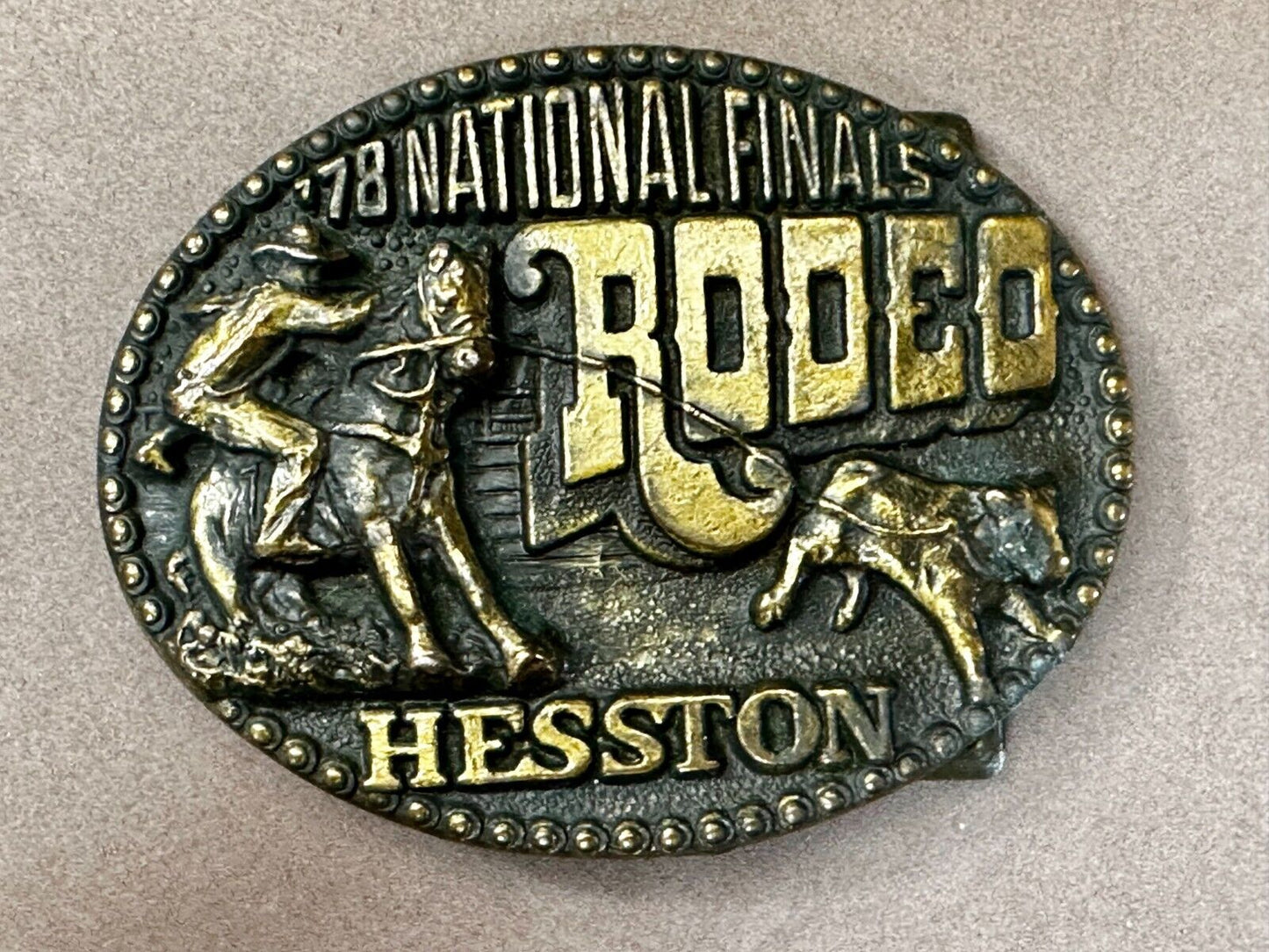 1978 Hesston National Finals Rodeo NFR Rodeo Cowboys NOS Western Belt Buckle