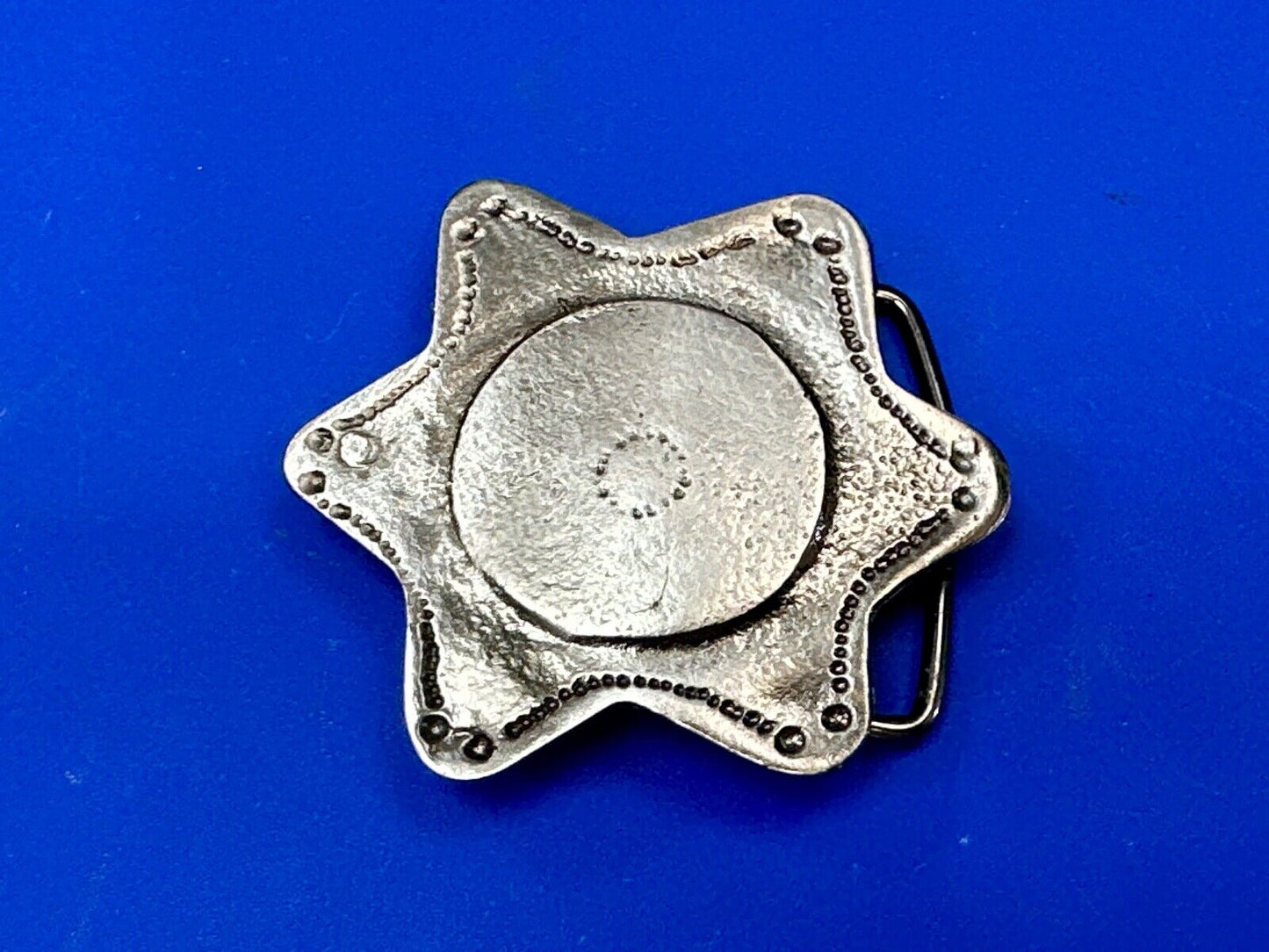 Abstract STAR Cutout 2.5" wide silver tone sheriff badge shaped belt buckle