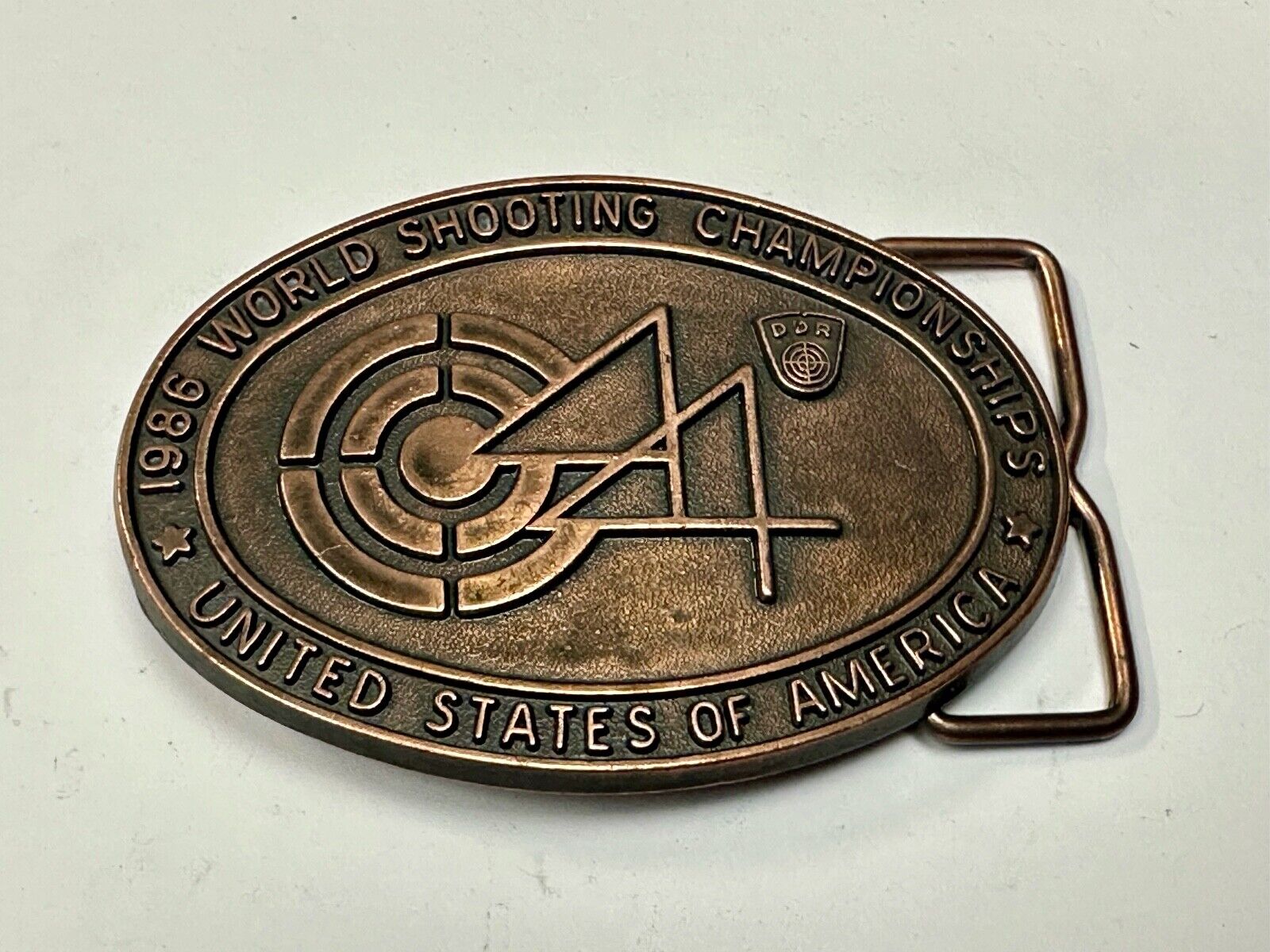 1986 Wold Shooting Championships USA belt buckle see back!   Suhl East Germany