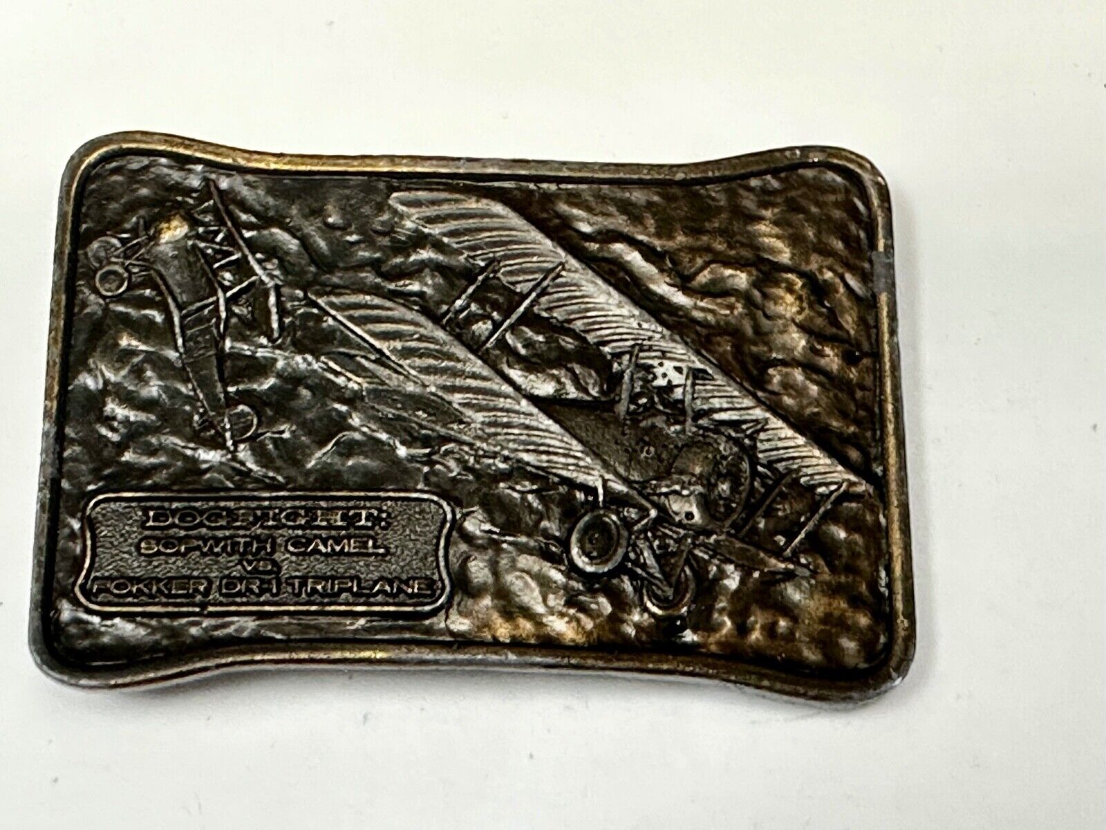 Airplane Dogfight - Sopwith Camel vs. Fokker DR-1 Triplane Vintage Belt Buckle