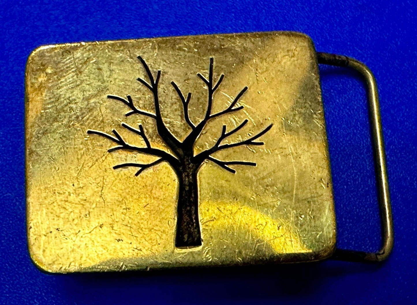 Tree of Life Inlaid Gold Tone Hippy Vibe Vintage SMALL Artisan Belt Buckle