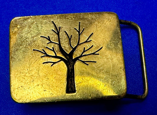 Tree of Life Inlaid Gold Tone Hippy Vibe Vintage SMALL Artisan Belt Buckle