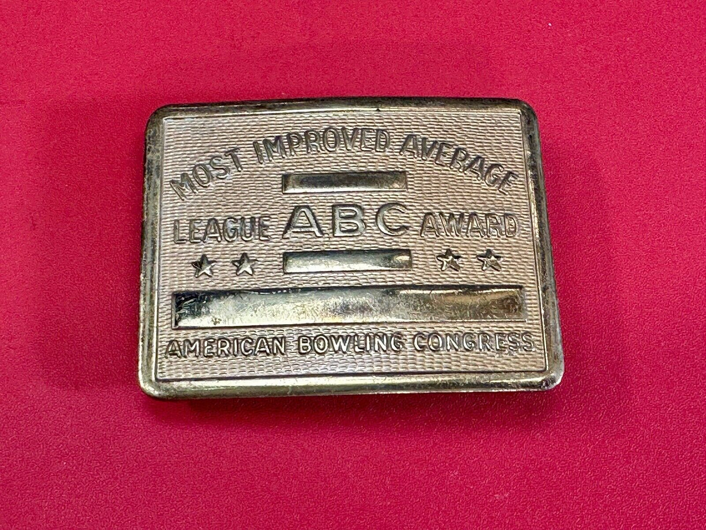 ABC Bowling League Award - NOT engraved most improved trophy NOS belt buckle