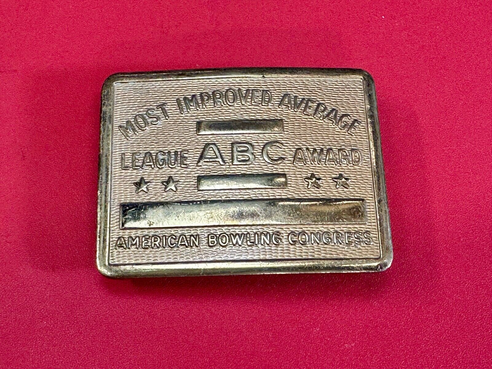 ABC Bowling League Award - NOT engraved most improved trophy NOS belt buckle