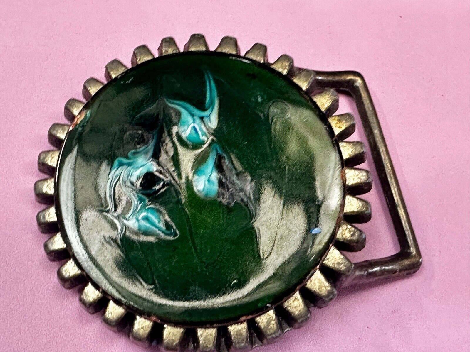 Artisan Metalworker Green Email Art Project - Beautiful Vintage Belt Buckle