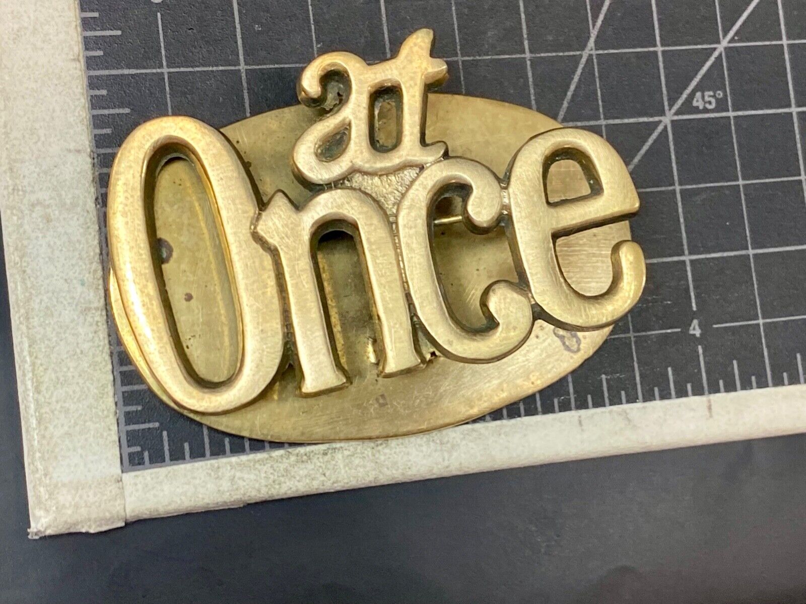 AT ONCE -  Desk Organizer Clip 3.5" x 2" LARGE Vintage Solid Brass paper holder